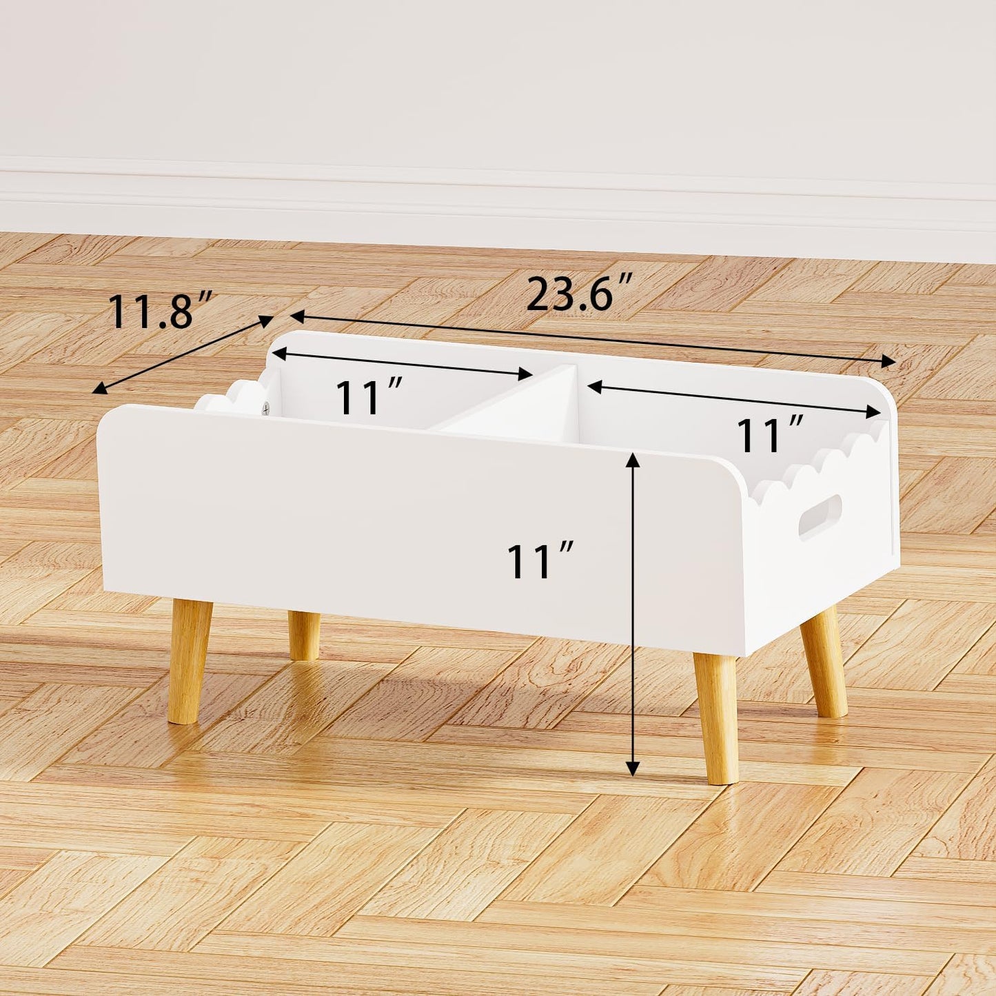 GRANTLEY Montessori Kids Bookshelf for Toddler - Wooden Book Shelf for Kids Rooms, Little Low Book Basket with Dividers, Floor Book Caddy, Minimalist Mobile Bookcase for Classroom Nursery