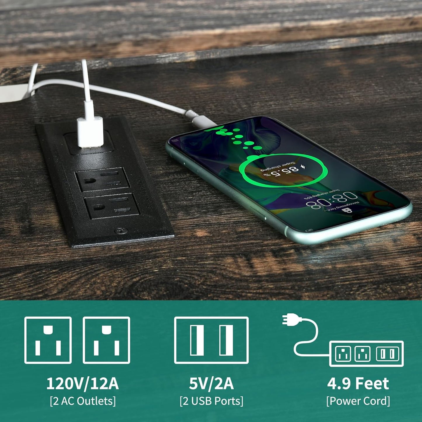 YITAHOME LED Farmhouse TV Stand for 65 Inch w/Outlets, Modern Entertainment Center with Glass Doors and Adjustable Storage Shelves, Media Console TV Cabinet for for Living Room, Dark Rustic Oak