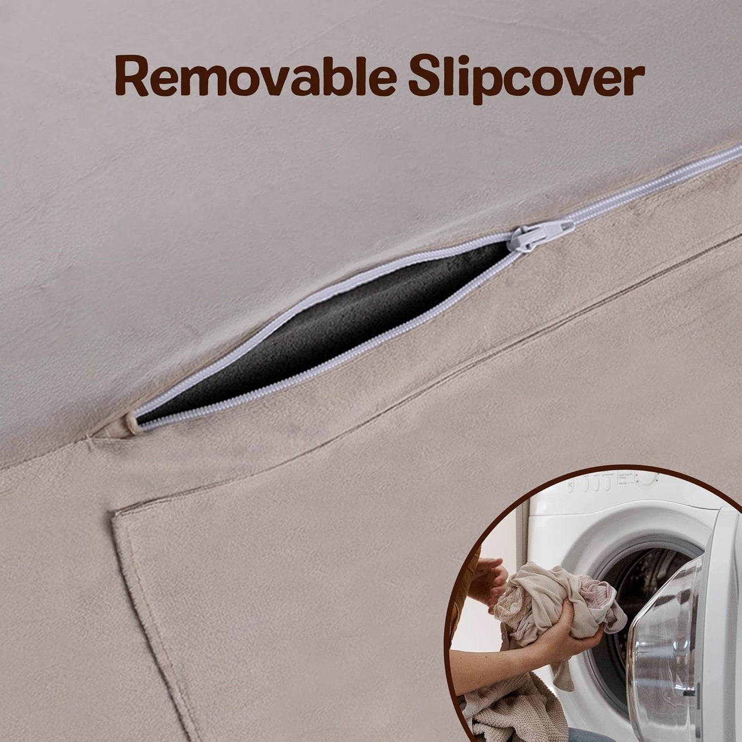 Kids Couch, Extra Wide 2-in-1 Toddler Sofa Convertible Fold Out to Lounger Bed for Girls and Boys, Apricot