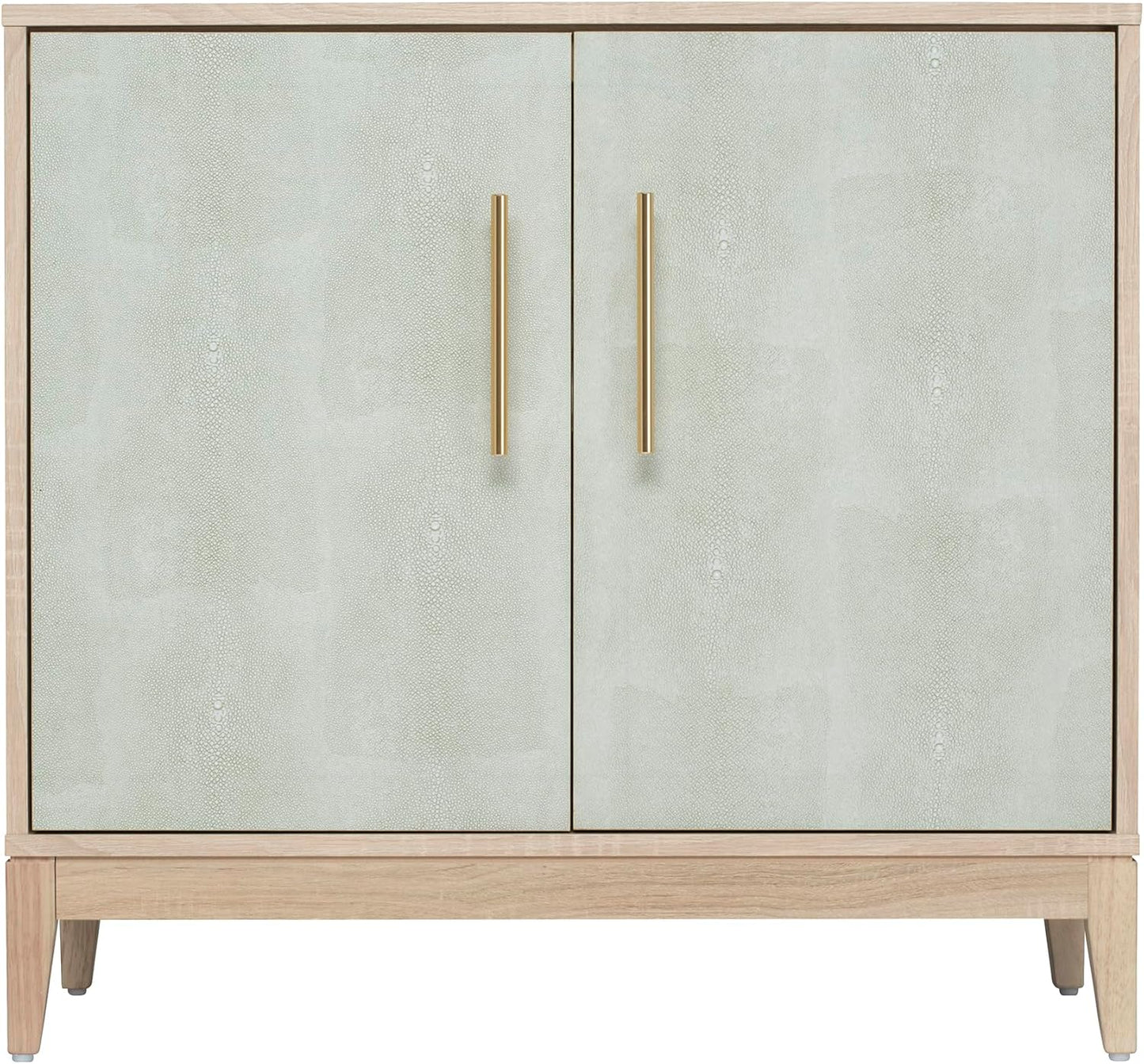 Sango Shagreen 2-Door Cabinet, Natural Finish Storage Cabinet with Faux Shagreen Texture, Brass Handle, Adjustable Shelf, Timeless Luxury Design, Versatile Furniture for Living Room or Dining Room