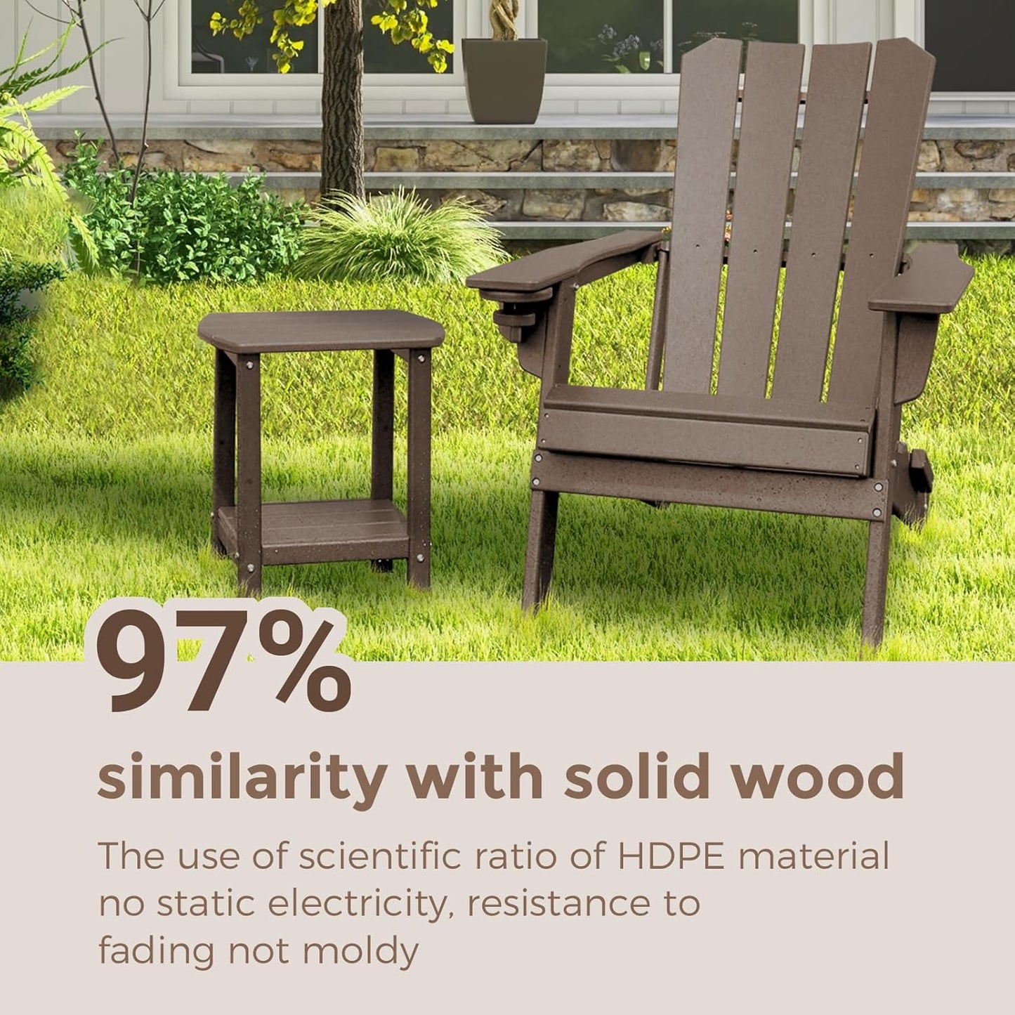 Adirondack Square Outdoor Side Table,2-Tier Storage Patio Side Table, HDPE End Tables for Backyard Pool Porch Garden Lawna Cafe