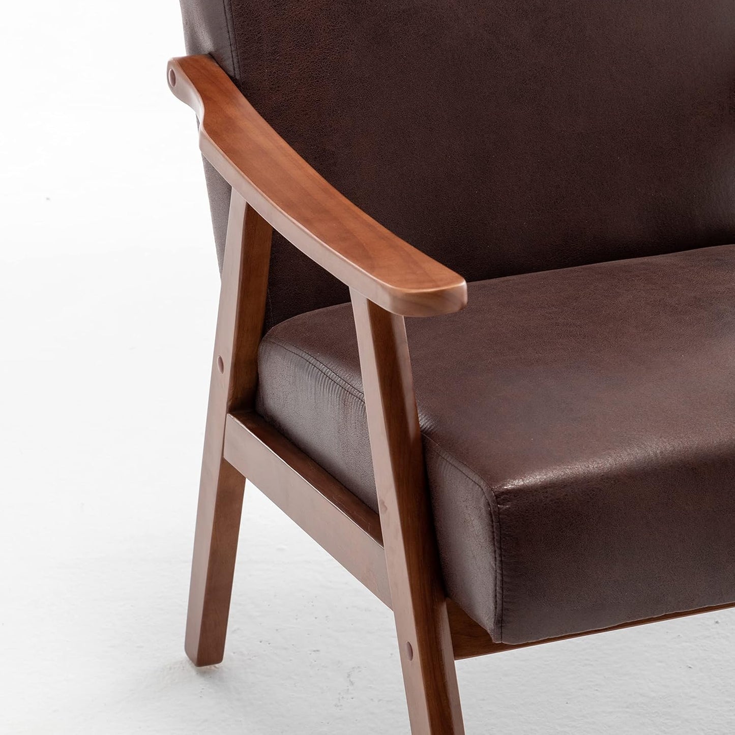 Container Furniture Direct Accent Chair with Microfiber Upholstery and Solid Wood Frame, Classic Mid-Century Modern Living Room Furniture for Extra Seating, Dark Brown