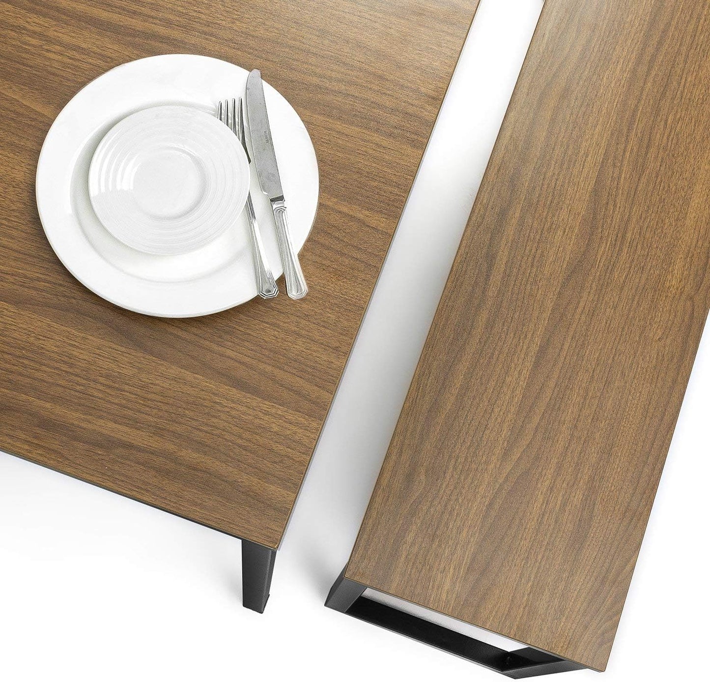 ZINUS 48 Inch Louis Metal Frame Table with Benches 3 Piece Dining Set, Easy Assembly, Brown