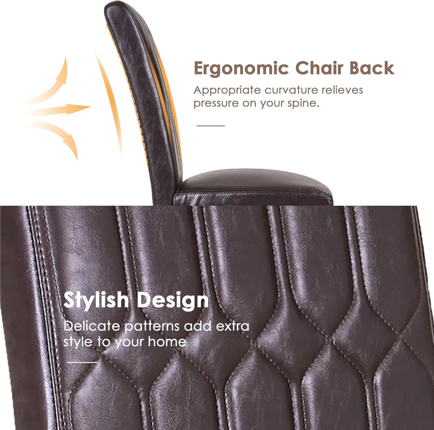 VECELO Upholstered Dining Chairs Set of 2, Modern PU Leather Accent Parsons, Solid Wood Legs w/Rubber Footpads, for Living Room Kitchen, Coffee