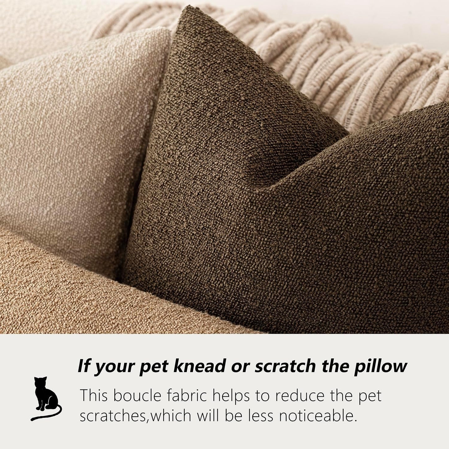 Foindtower Pack of 2 Textured Boucle Throw Pillow Covers Accent Solid Decorative Lumbar Pillow Cases Cozy Couch Cushion Case for Chair Sofa Bedroom Living Room Home Decor 12x20 Inch Chocolate