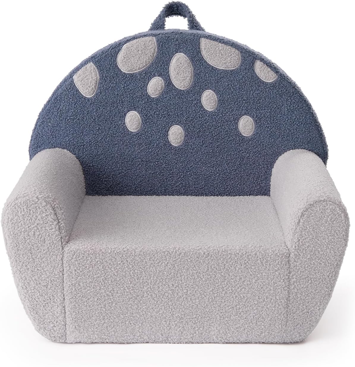 Blissful Diary Toddler Chair Comfy, Foam Kids Chair with Soft Teddy Plush, Toddler Reading Chair with Cute Mushroom Designs- Blue