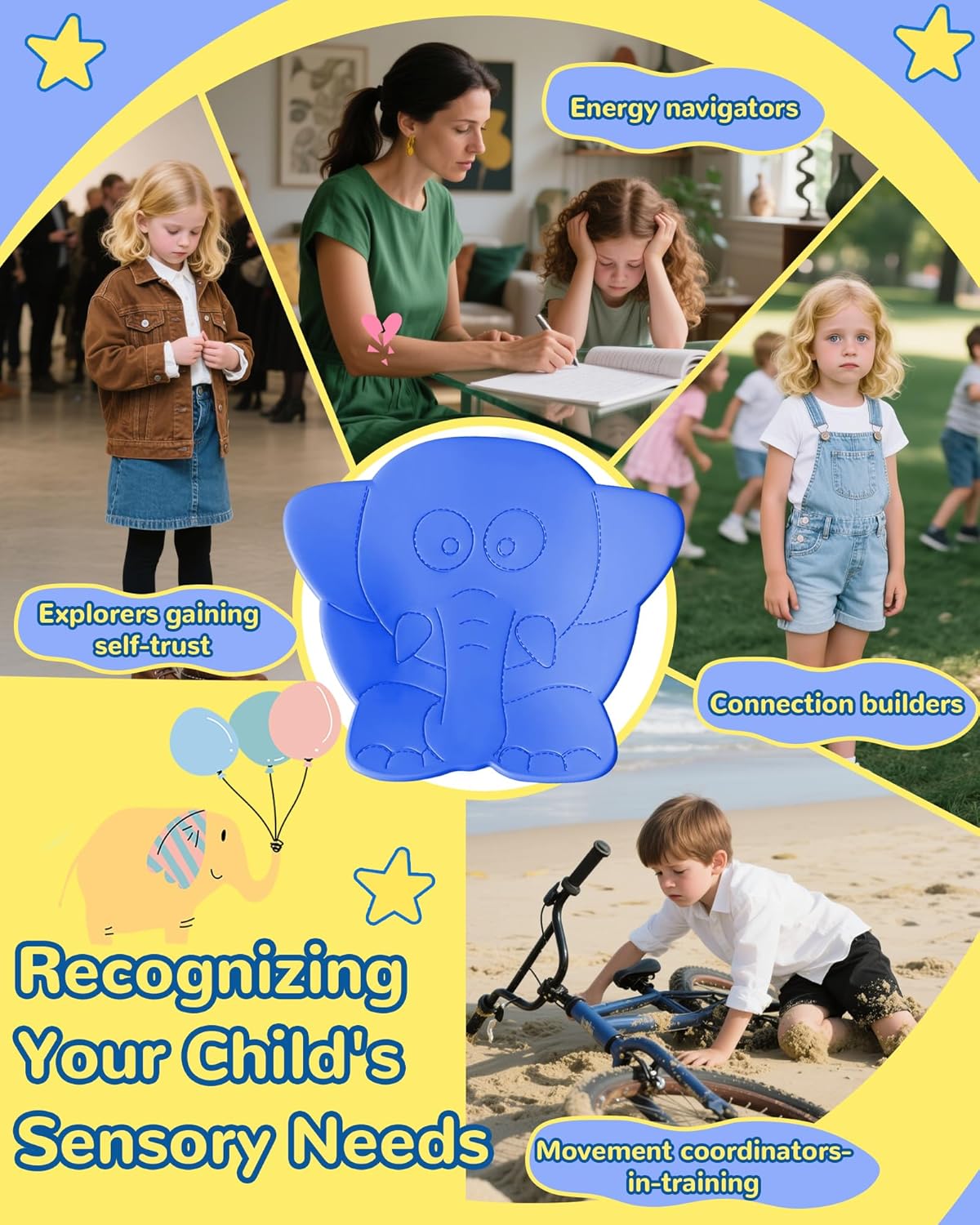 Spinning Chair for Autistic Kids, 21" L × 16" W Sensory Toys for Kids with Autism, Sit and Spin, Toddlers & ADHD Children, Sensory Products Swivel Chair, Navy Blue