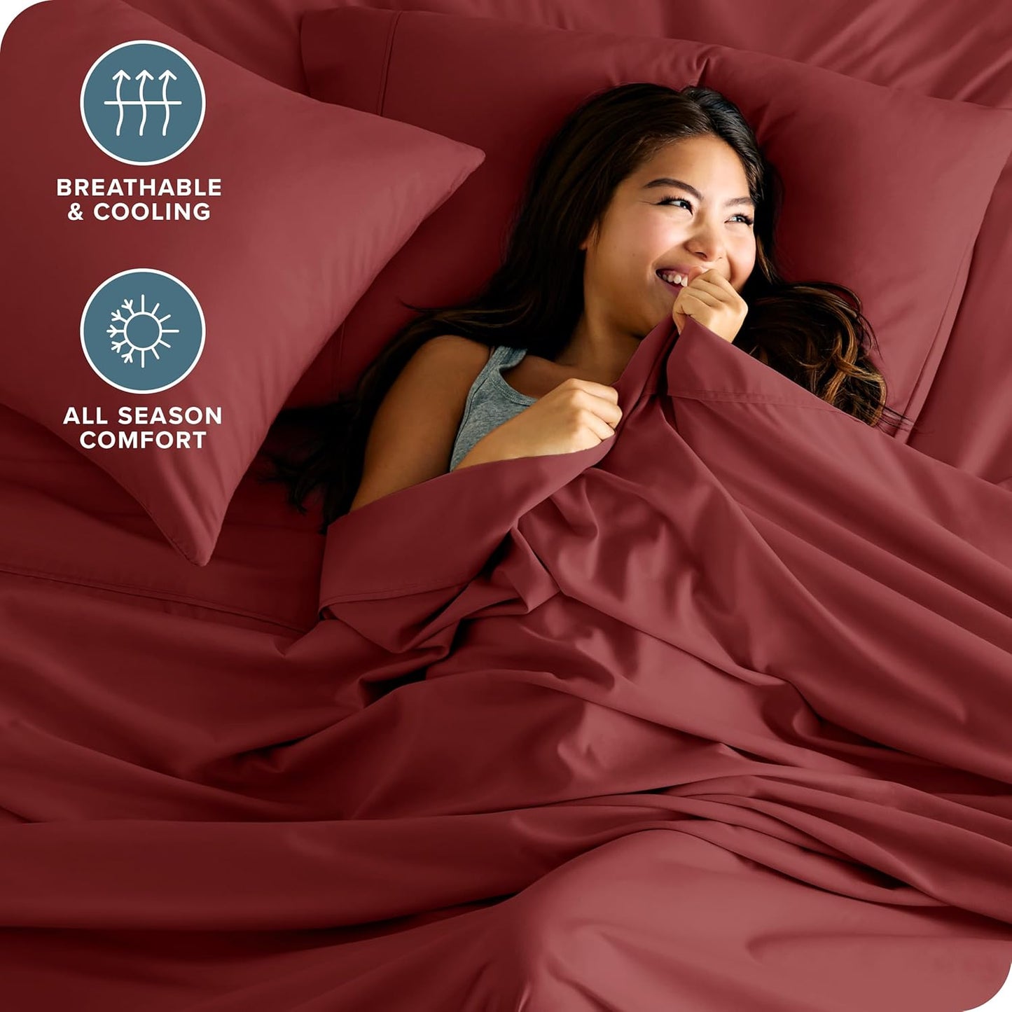 Bare Home Full Sheet Set - 1800 Ultra-Soft Microfiber Full Bed Sheets - Double Brushed - Deep Pockets - Easy Fit - 4 Piece Set - Bed Sheets (Full, Rosewood)