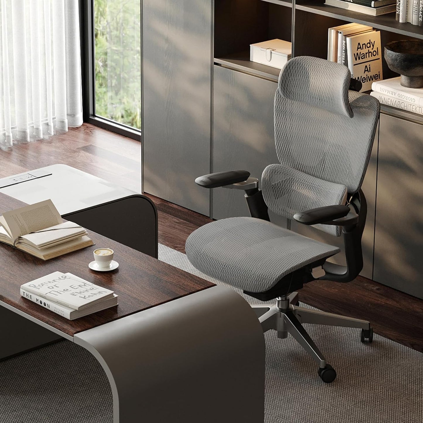 Ergonomic Office Chair, Big and Tall Mesh Home Office Desk Chair with Adjustable Lumbar Support, Gaming Chair with Headrest, 5D Armrest,90-130°Tilt, BIFMA Certified, Model Zen (Grey)