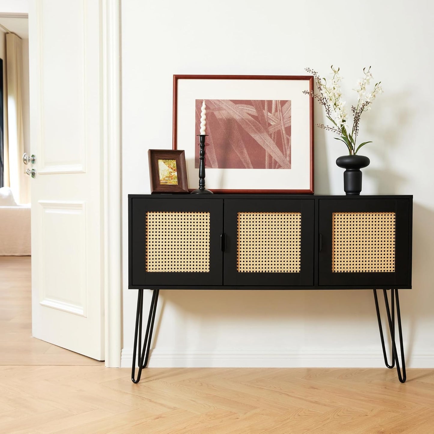 Netstar Entryway Table, Sofa Table, Console Tables for Entryway, Behind Couch Sofa Narrow Long, Foyer Tables w/Storage Drawers for Entry Way Hallway Living Room, Wood Boho Farmhouse, Black