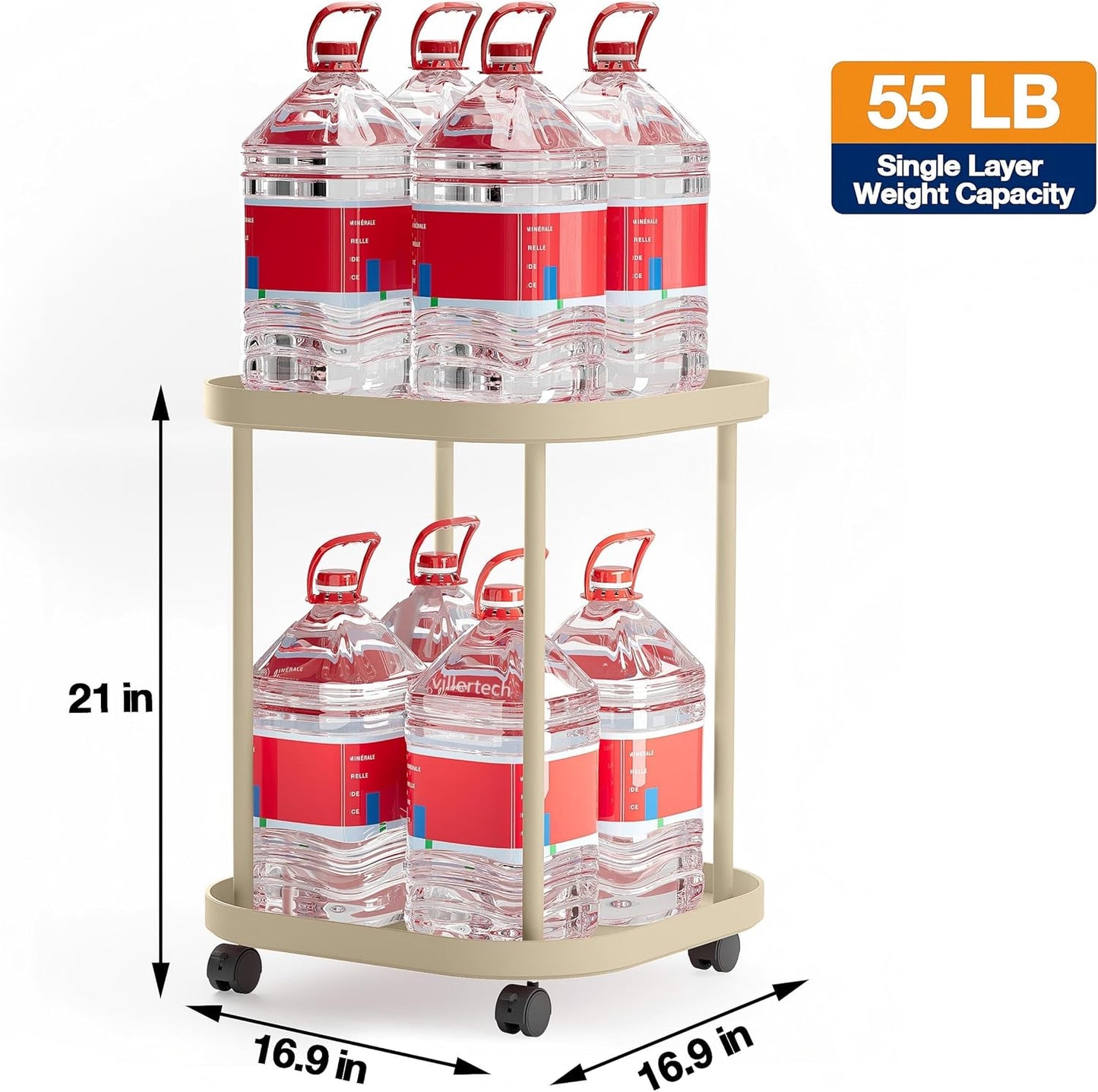 Side Table with Wheels, End Table Living Room Plastic Mobile Sofa Side Table Small Night Stand Bedroom Khaki