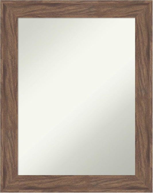 Amanti Art Brown Bathroom Mirror for Over Sink, 29x23 Pia Medium Brown Rectangle Vanity Mirror, Medium Casual Frame, Hangs Horizonally and Vertically, Bathroom Wall Decor, Non-Beveled Edge