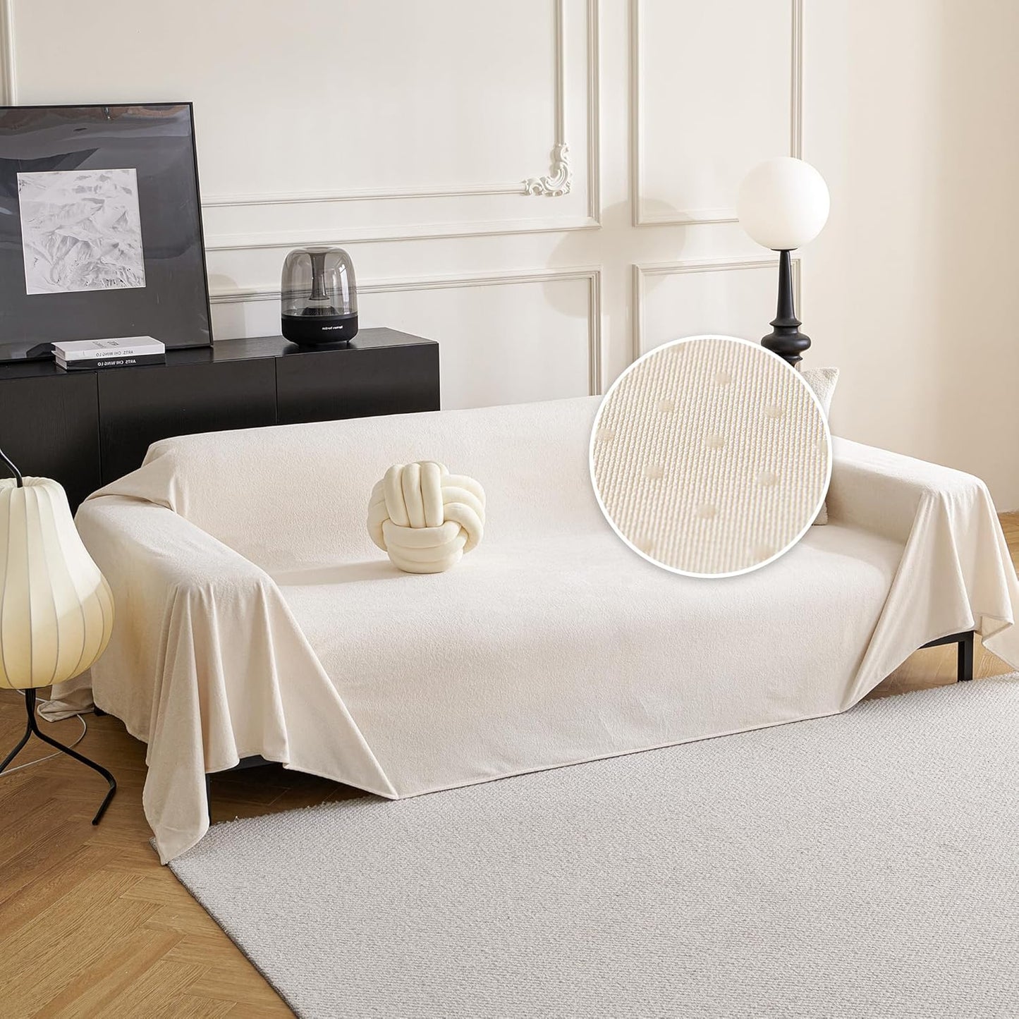 MYSKY HOME White Couch Cover for Dogs Washable Pet Couch Cover Furniture Protector Cover Non Slip Soft Couch Sofa Cover, Love Seat Couch Covers, Sofa Covers Washable, 71" x 102"