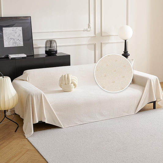 MYSKY HOME White Couch Cover Couch Covers for 3 Cushion Couch Sofa Pet Friendly Sectional Couch Covers L Shape Dog Couch Cover Protector for Sectional Sofa Covers Couch Protector, 71" x 134"