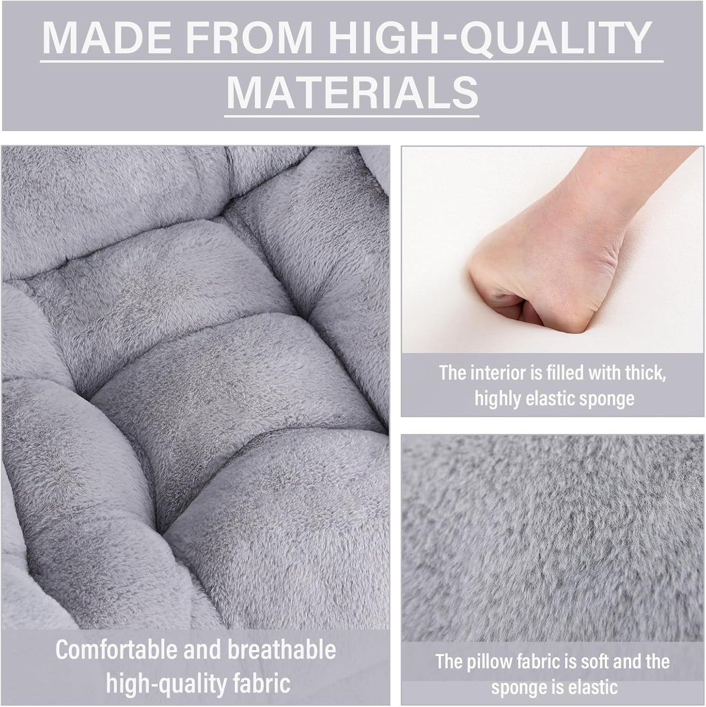 Lazy Chair with Ottoman, Comfy Reading Lounge Chair with Footstool & Throw Pillow Modern with Armrests & Side Pocket for Living Room, Bedroom, Dorm Room, Plush Grey