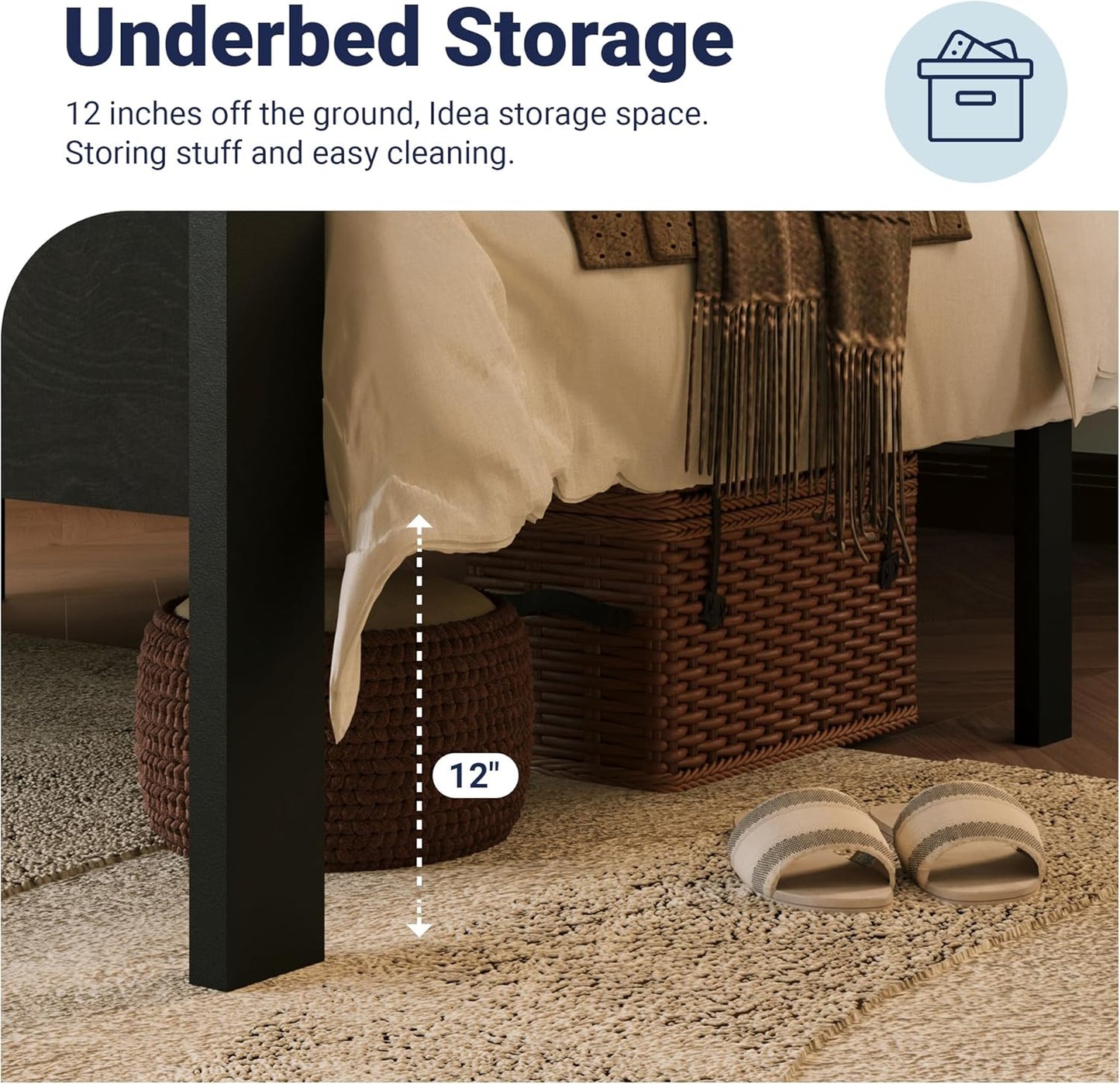 Allewie Twin Size Platform Bed Frame with Wooden Headboard and Footboard, Heavy Duty Metal Slats Support, No Box Spring Needed, Under-Bed Storage, Noise Free, Easy Assembly, Black Oak