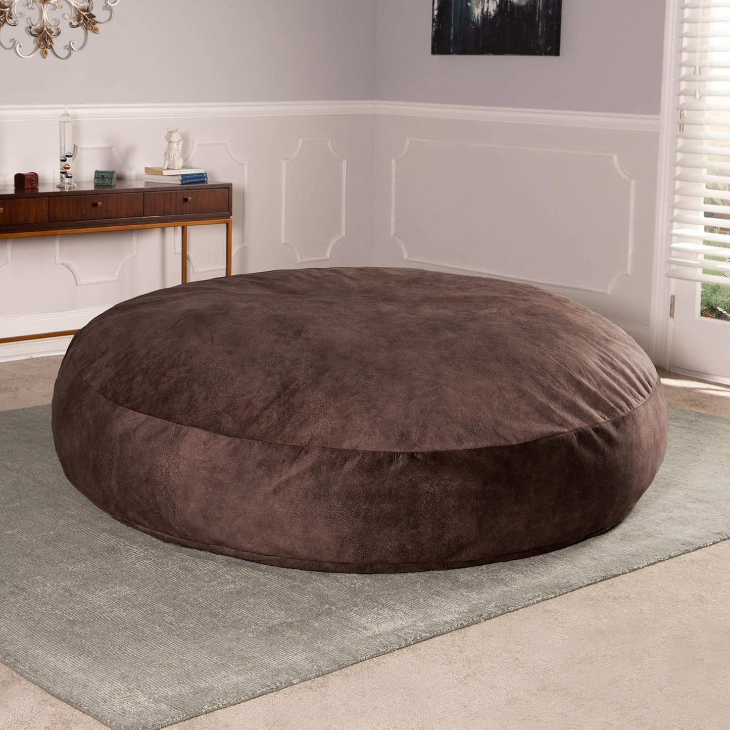 Jaxx 6 Foot Cocoon - 2-in-1 Convertible Bean Bag Bed & Large Bean Bag Chair for Adults - Padded Microvelvet, Chestnut
