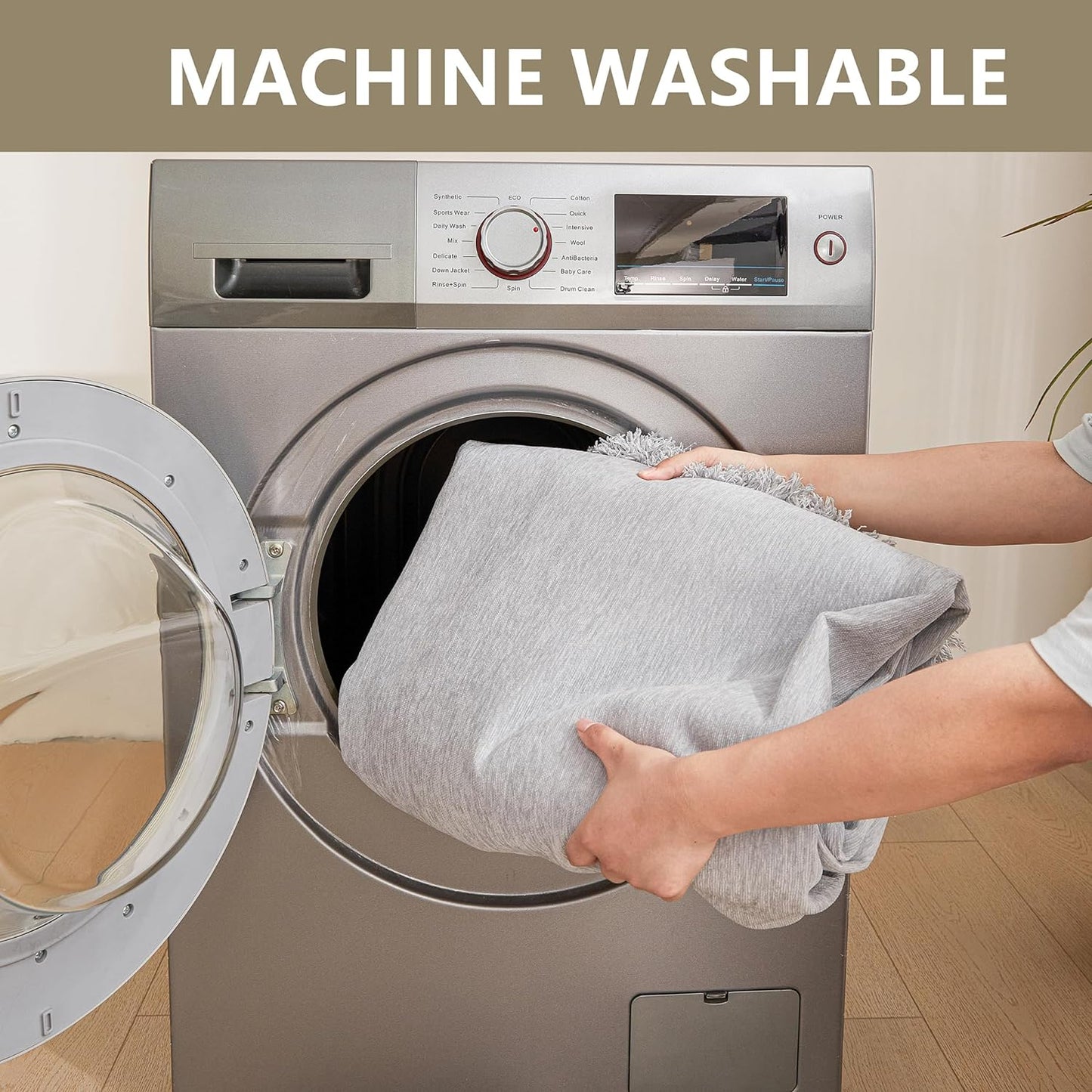 MYSKY HOME Sofa Cover for Dogs, Washable Boho Couch Cover Blanket, Thick Durable Tassel Water Resistant Furniture Protector, 71"x 118", Light Grey