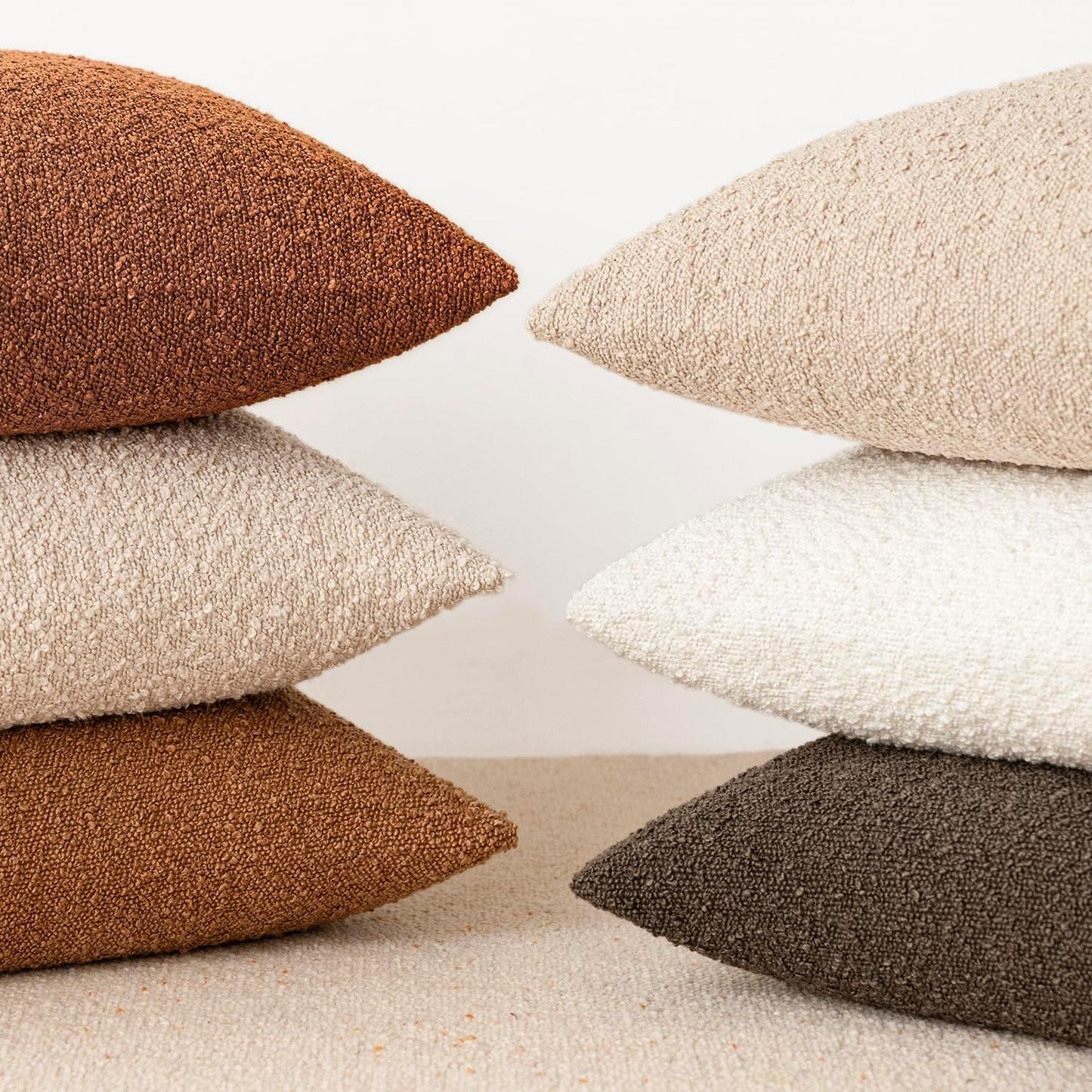 Foindtower Set of 2, Decorative Textured Boucle Throw Pillow Covers Accent Solid Pillow Cases Neutral Couch Cushion Case for Chair Sofa Bedroom Living Room Home Decor 26x26 Inch Burnt Orange Hazel