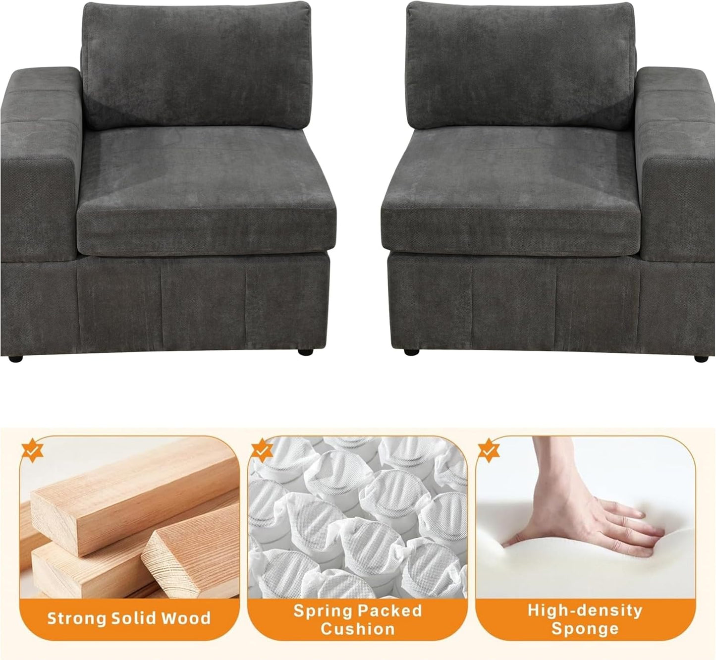 Sectional Couches for Living Room, 130″ Modular Sectional Sofa with Ottoman, Modern L Shaped Couch with Chaise for Bedroom, Brown