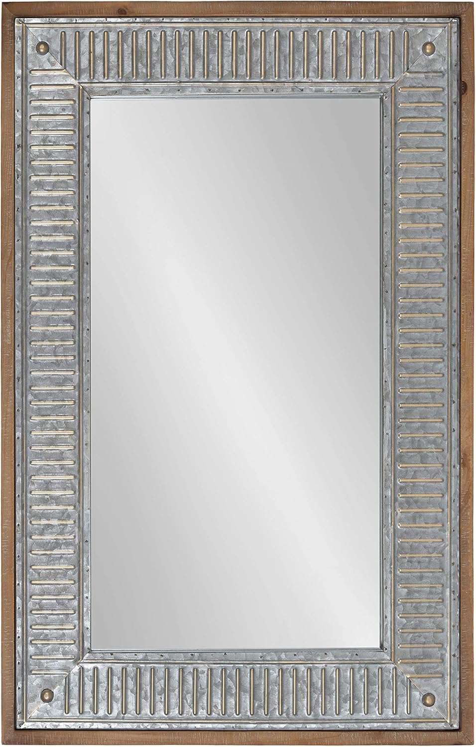 Kate and Laurel Deely Farmhouse Wall Mirror, 20 x 30, Rustic Brown and Silver, Rustic Wall Decor with Galvanized Metal Frame