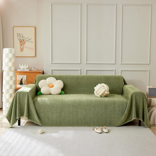 STACYPIK Christmas Matcha Green Sofa Cover Chenille Couch Covers Herringbone Sofa Covers for 2 Cushion Couch Thick Couch Covers Blanket Scratch Resistant Furniture Cover for Kids Dogs Decor-91X118IN