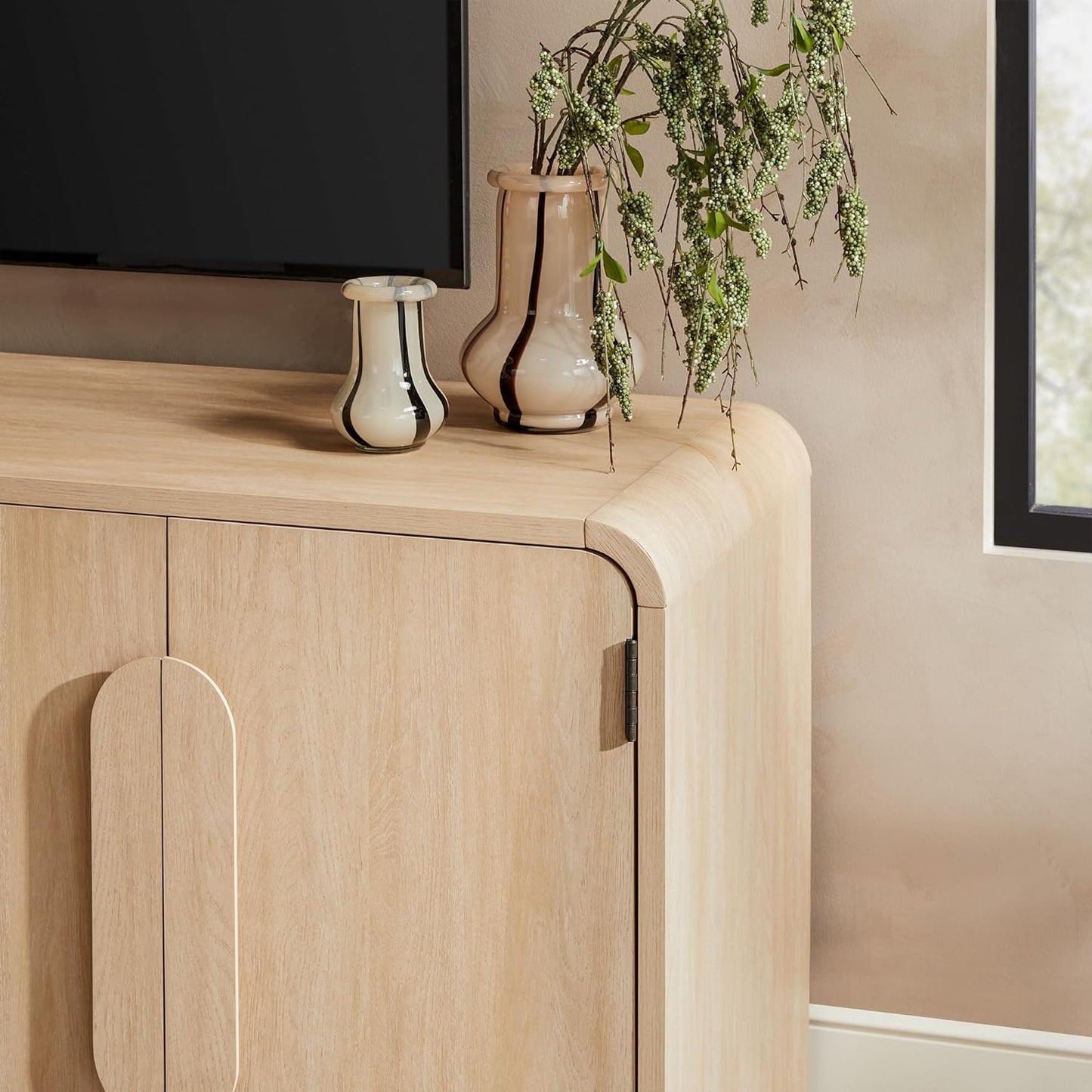 Walker Edison Chantelle Sideboard TV Stand with Storage, 70", Coastal Oak