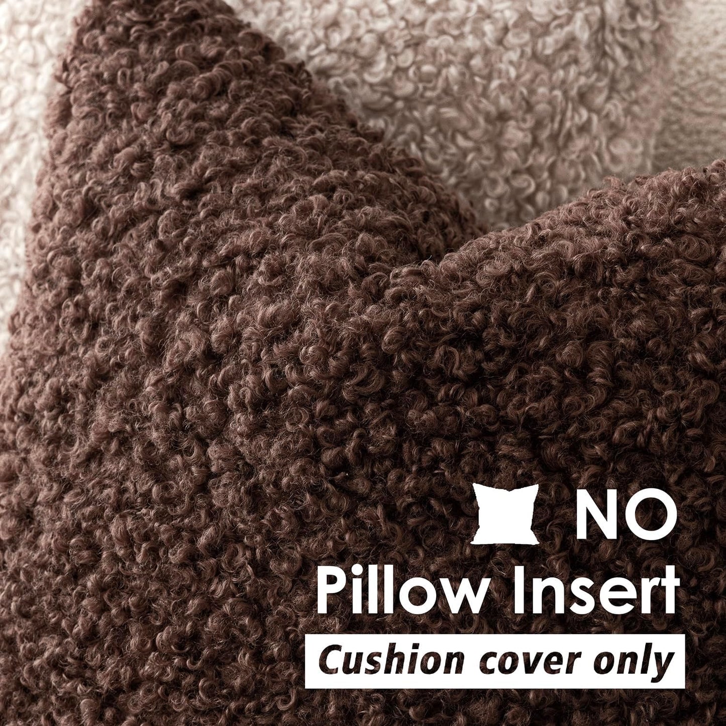 Foindtower 2 Pieces 26x26 Inch Red Brown, Faux Fur Throw Pillow Cover Accent Sherpa Furry Pillow Covers Fuzzy Soft Pillowcases Cozy Sheepskin Decorative Fleece Cushion Case for Bed Couch Living Room