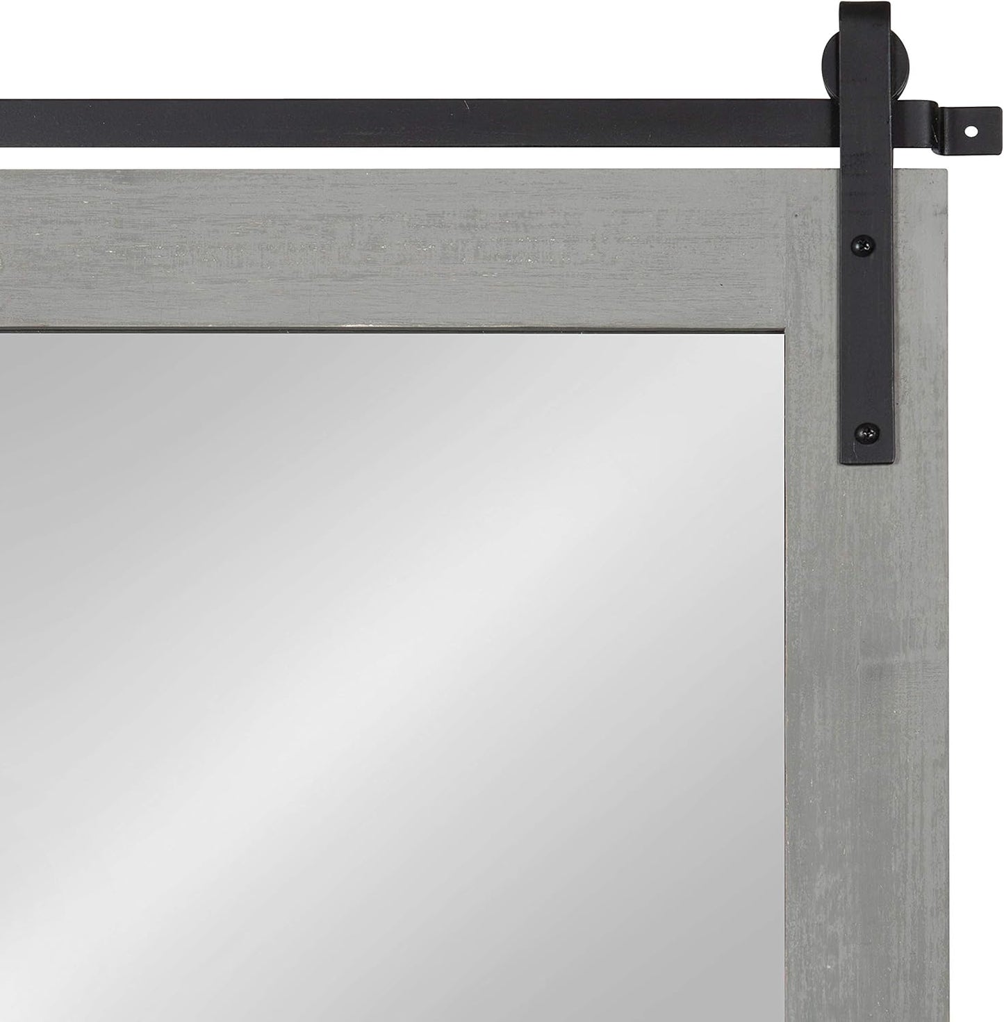 Kate and Laurel Cates Farmhouse Wall Mirror, 24 x 38, Gray, Barn Door-Inspired Rustic Mirrors for Wall