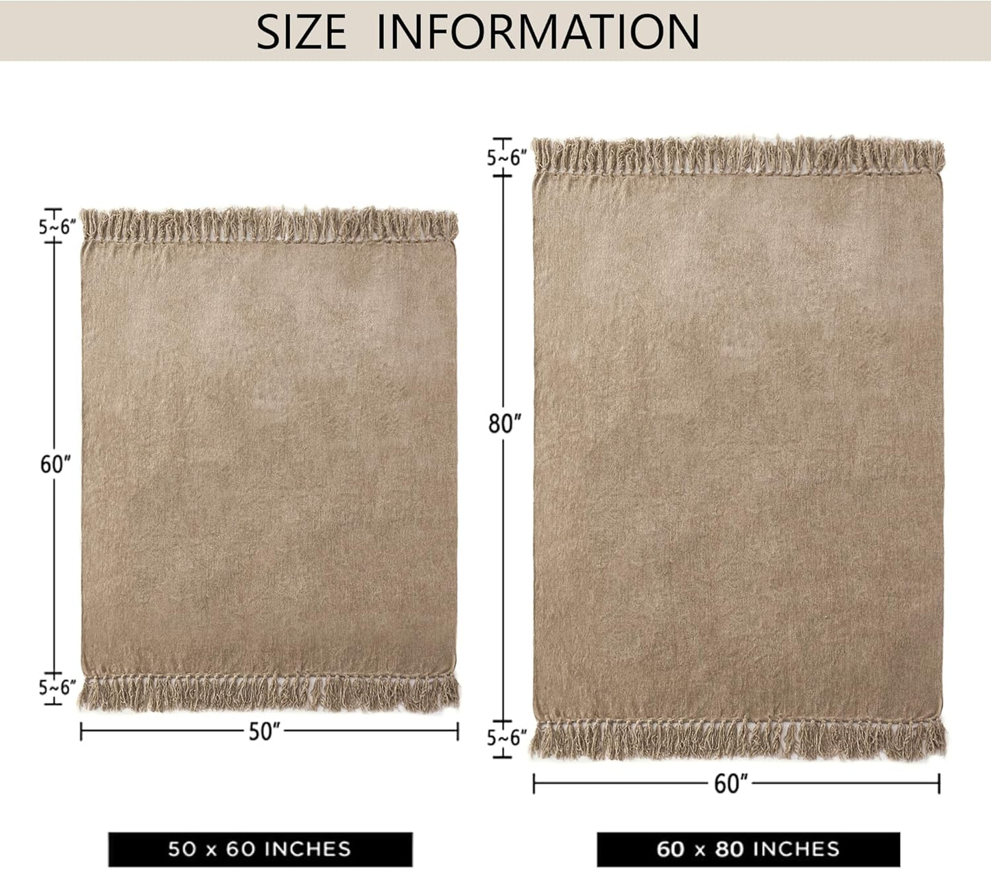 Chenille Throw Blanket for Couch 50"X 60", Soft Cozy Throws with Fringe Tassel for Bed Sofa Chair Cover, Lightweight Knitted Decorative Boho Blankets for Living Room, Taupe