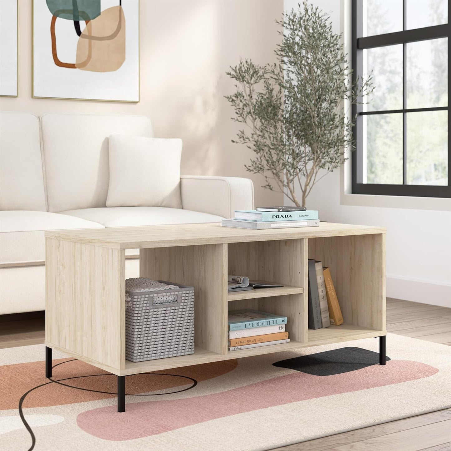 Bush Furniture Essence Coffee Table with Shelf | Shelves, Storage, Multifunctional Organization for Living Room, Bedroom, or Entryway