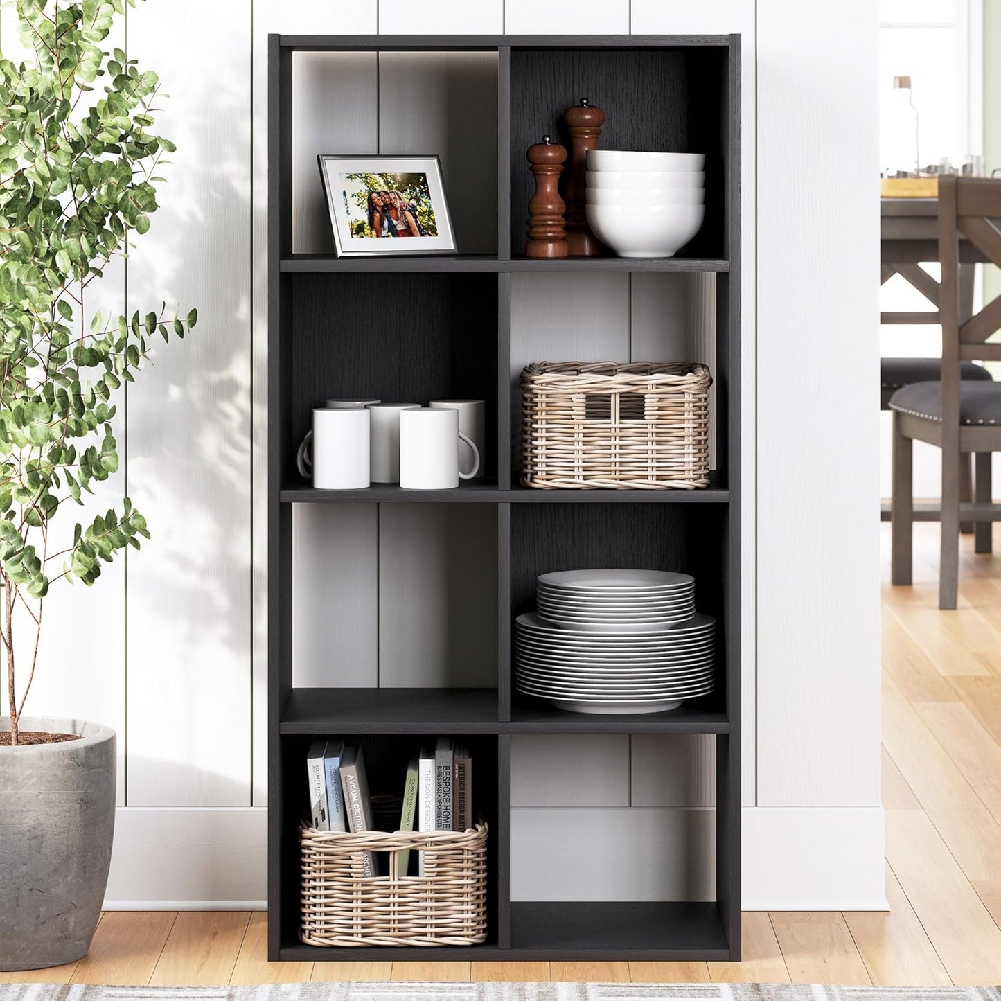 Signature Design by Ashley Langdrew 8 Cube Storage Organizer or Bookcase, Black