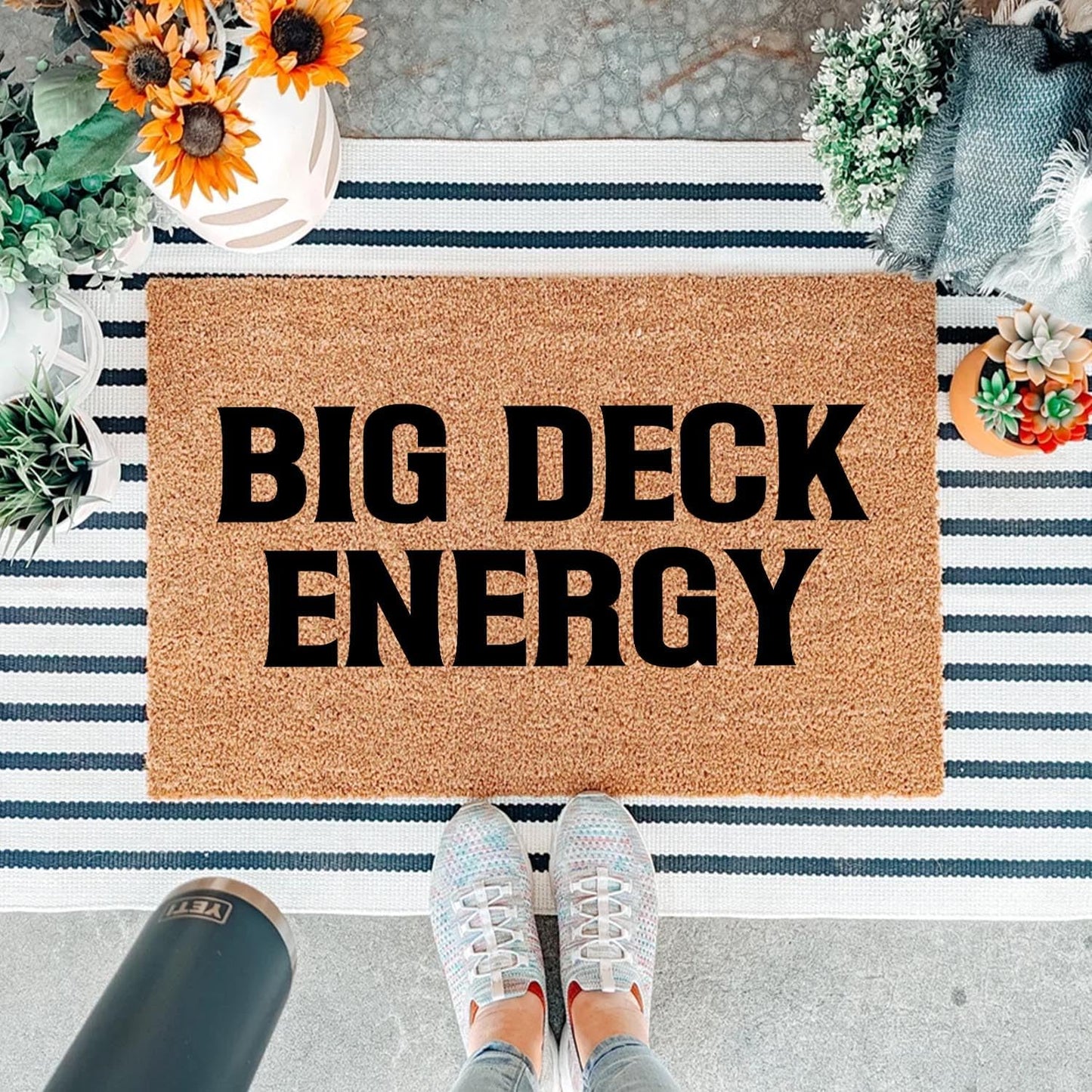 Funny Coir Doormat Big Deck Energy Front Door Mat Entryway Outdoor Mats with Heavy Duty Front Porch Decor Patio Rugs Welcome Mats Entry Natural Coconut Brown Novelty Gift Mat 23.7 x 15.7 inch