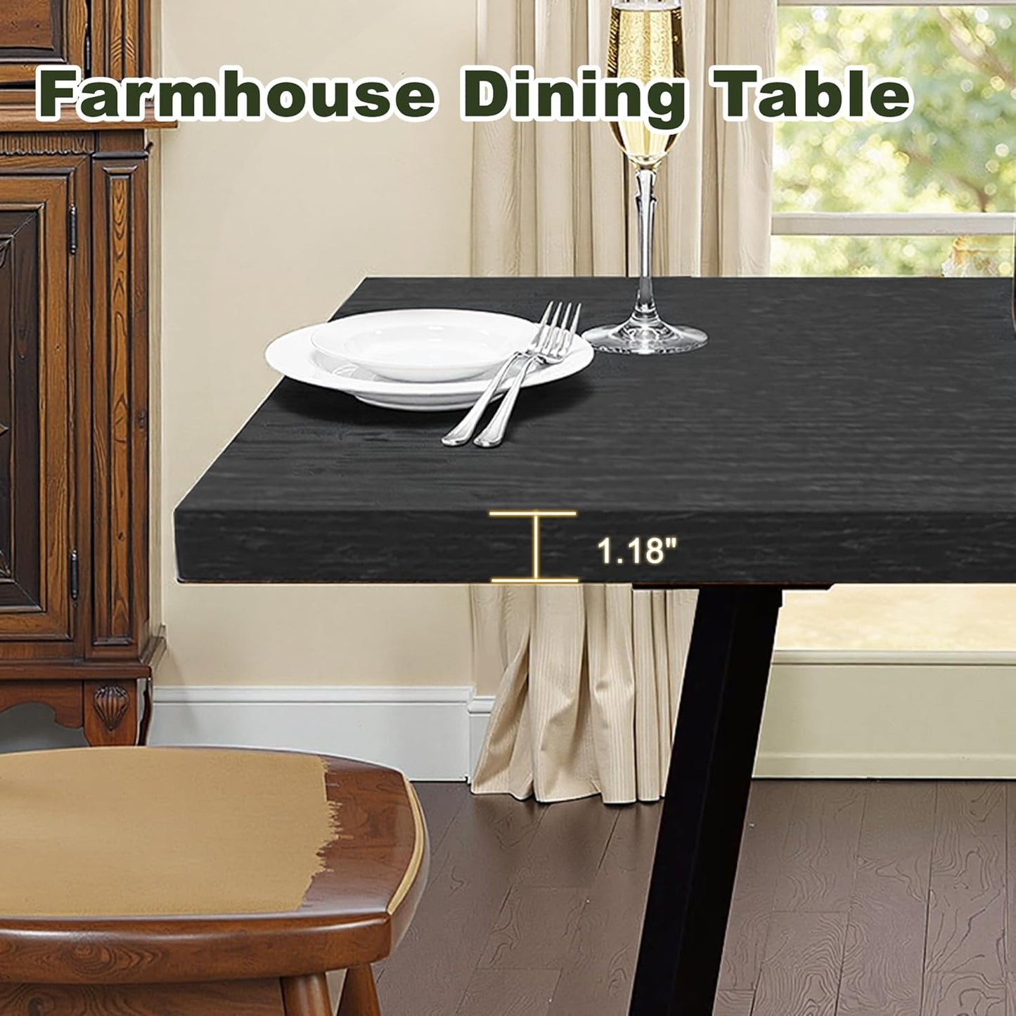 NicBex 31.5 Inch Square Dining Table for 4, Wooden Small Dinner Table Farmhouse Kitchen Tables with Metal Leg for Dining Room, Kitchen, Living Room, Black