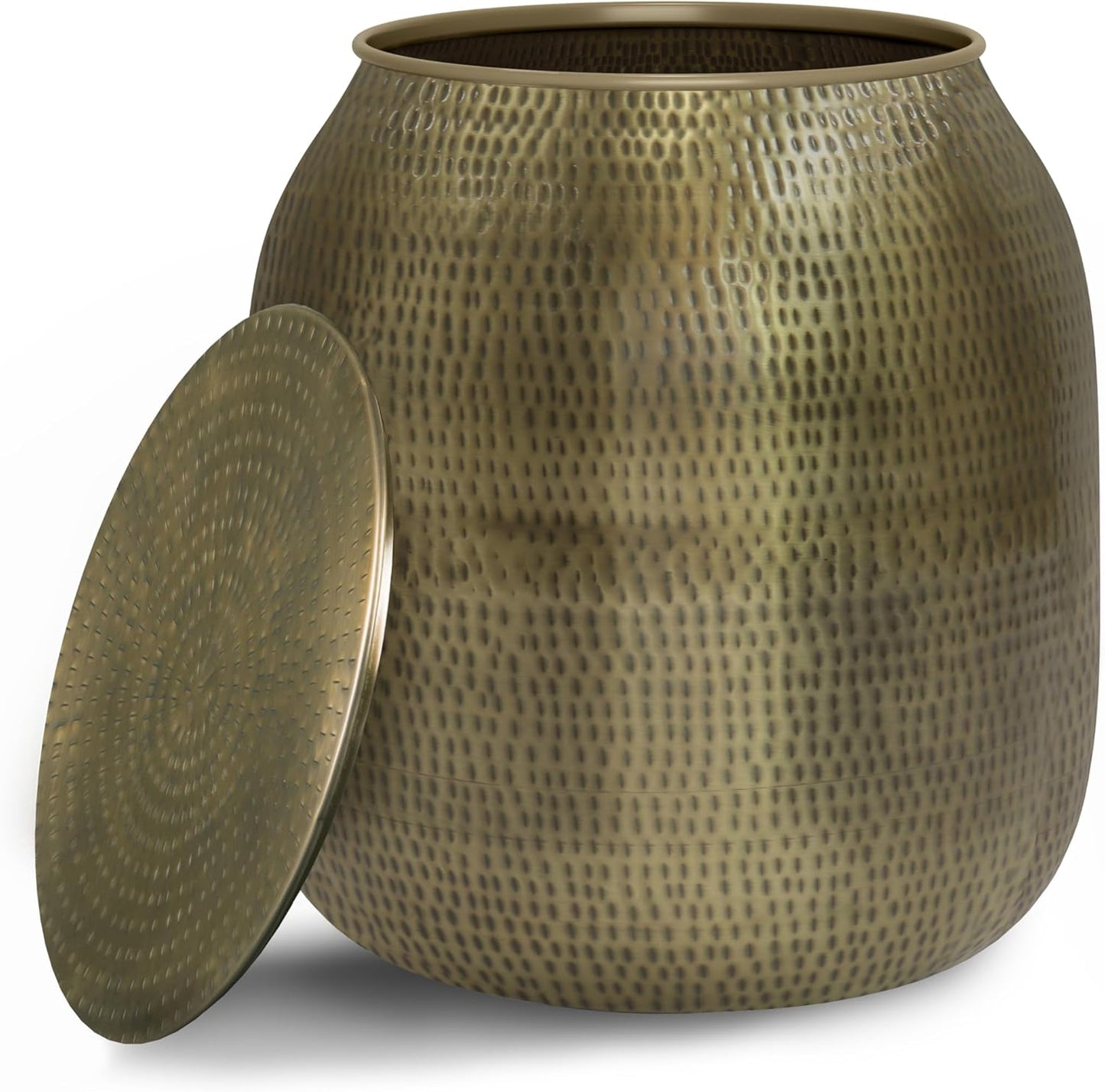 SIMPLIHOME Griffen Contemporary 19 inch Wide Metal Storage Accent Side Table in Antique Gold, Fully Assembled for the Living Room and Bedroom