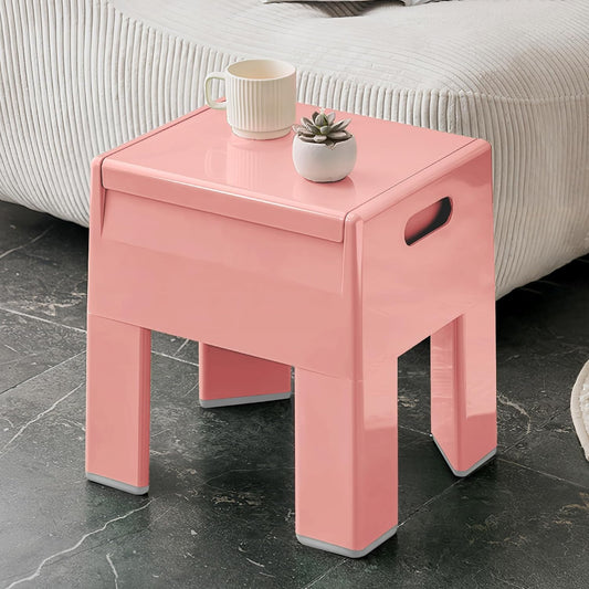 Nightstand Bedside with Storage Space, Multifunctional Colorful Plastic End Table Small Side Table for Bedroom, Dorm and Small Spaces, Easy Assembly(14.7" D x 11.8" W x 15.8" H, Pink)