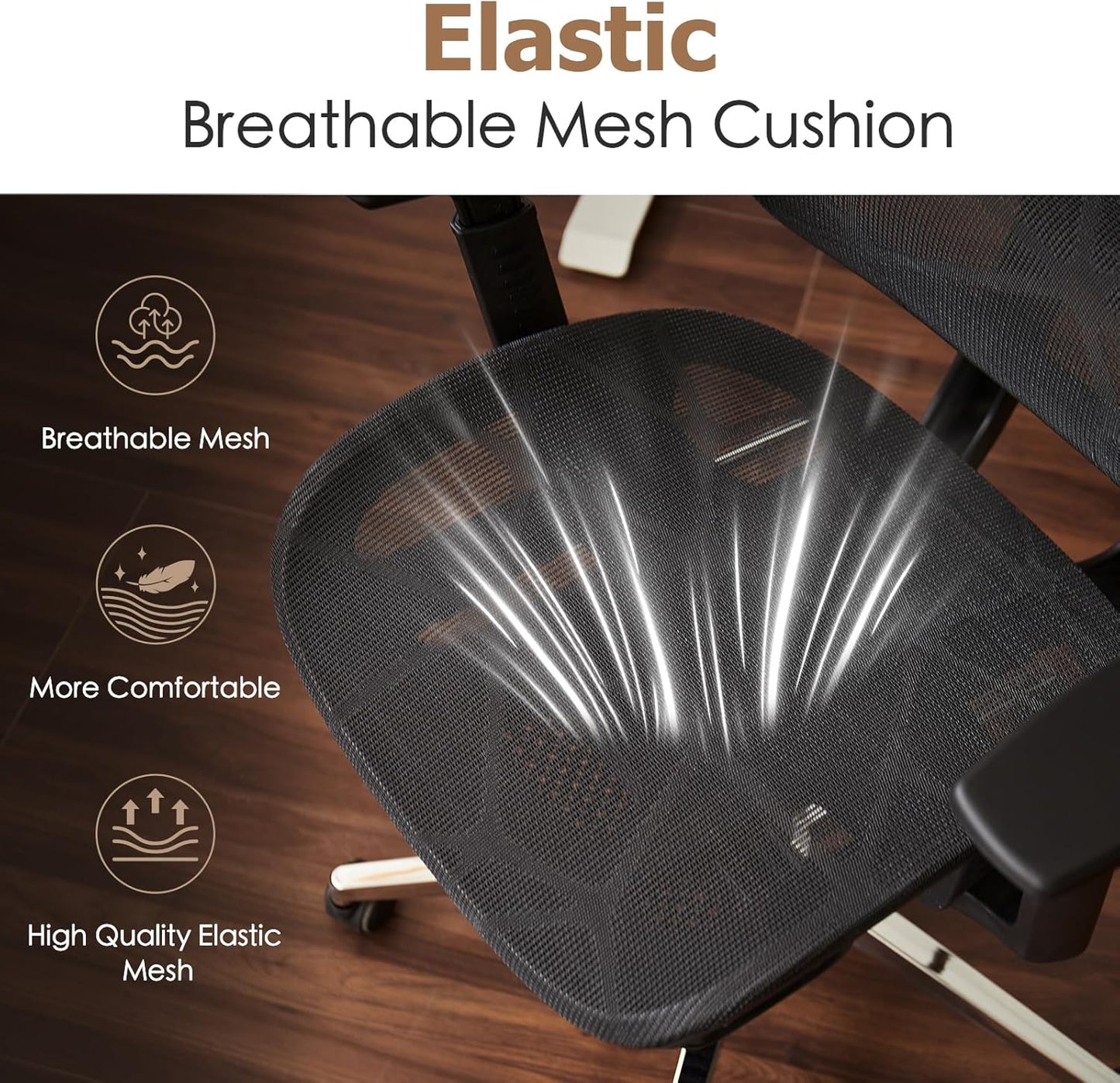 Ergonomic Mesh Office & Gaming Chair with Footrest, High Back Home Office Desk Chair, Comfortable Lumbar Support, 130° Tilt, Adjustable 3D Armrest & 2D Headrest (Black)