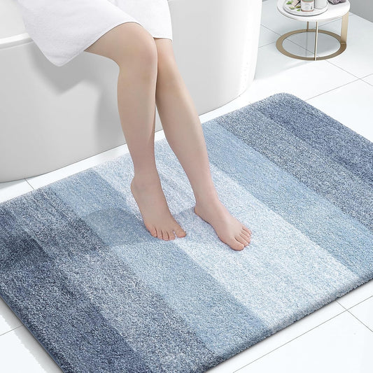 OLANLY Bathroom Rugs Mat 47x32, Extra Soft Absorbent Microfiber Bath Rugs, Rubber Backing, Quick Dry, Machine Washable Bath Mats for Bathroom Floor, Tub and Shower, Home Decor Accessories, Blue