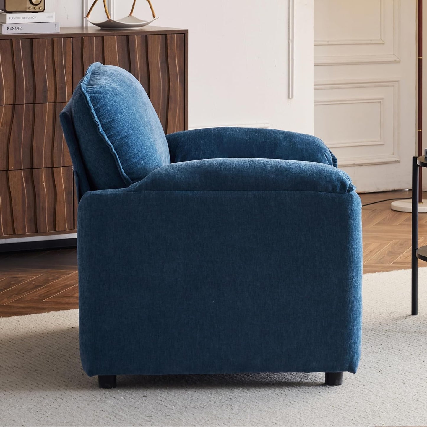 Ball & Cast 38" Oversized Chenille Lounge Chair,Reading Armchair with Thick Comfort Cushions,High Back Support & Wide Seat,Perfect Accent Chair for Modern Living Room,Bedroom,Blue