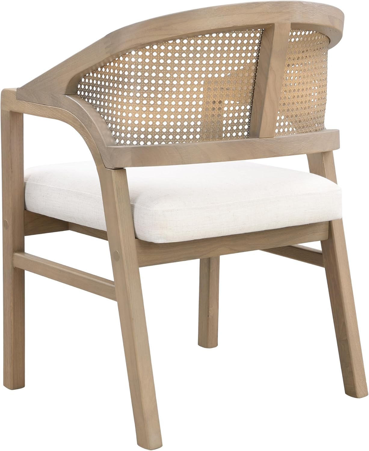 Christopher Knight Home Faritel Modern Wooden Dining Chairs Set of 2, Fabric Upholstered Kitchen Side Armchairs, Living Room Comfy Reading Chair with Curved Rattan Back, Light Ash+Beige