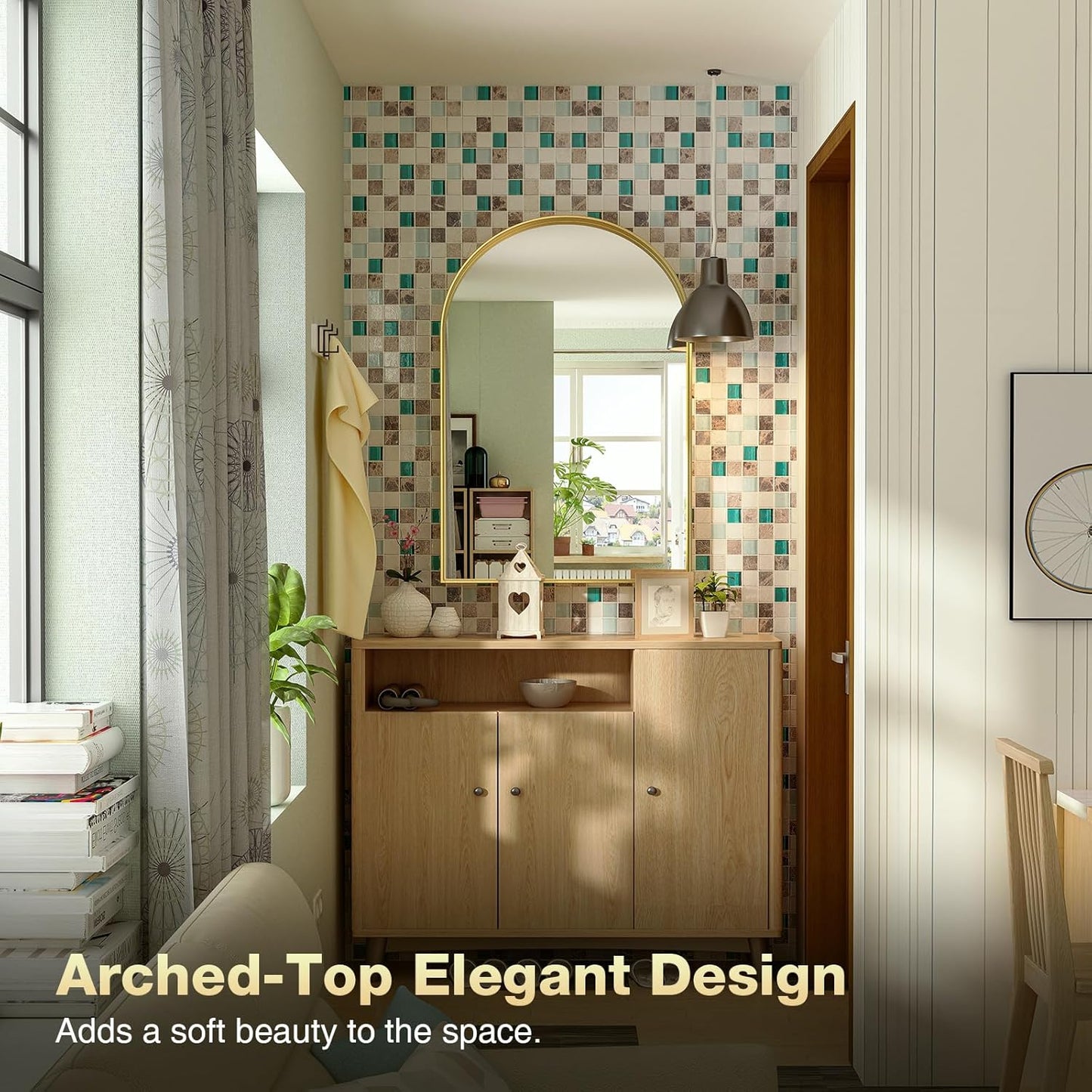 Brightify Arched Mirror, Arched Wall Mirror, 24 x 40 Inch Gold Arch Mirror, Metal Frame Gold Bathroom Mirror, Arched Top Bathroom Vanity Mirror for Living Room Bedroom Mantel Entryway Hallways