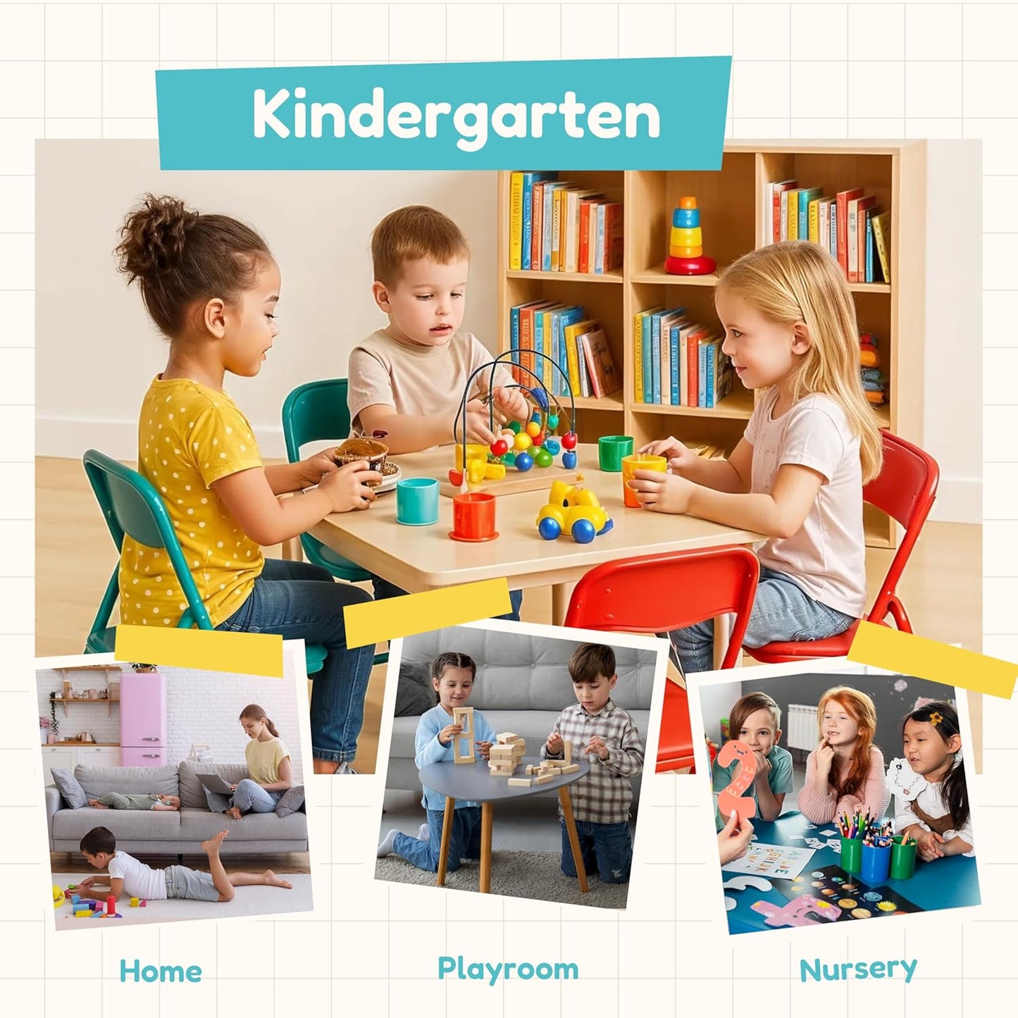 HealSmart 2 Pcs Kids Folding Chair with Padded Seat & Back, Metal Frame for Toddlers & Children, Indoor Outdoor Use for Playroom, Bedroom, Kitchen, Foldable for Easy Storage & Portability, Green+Red