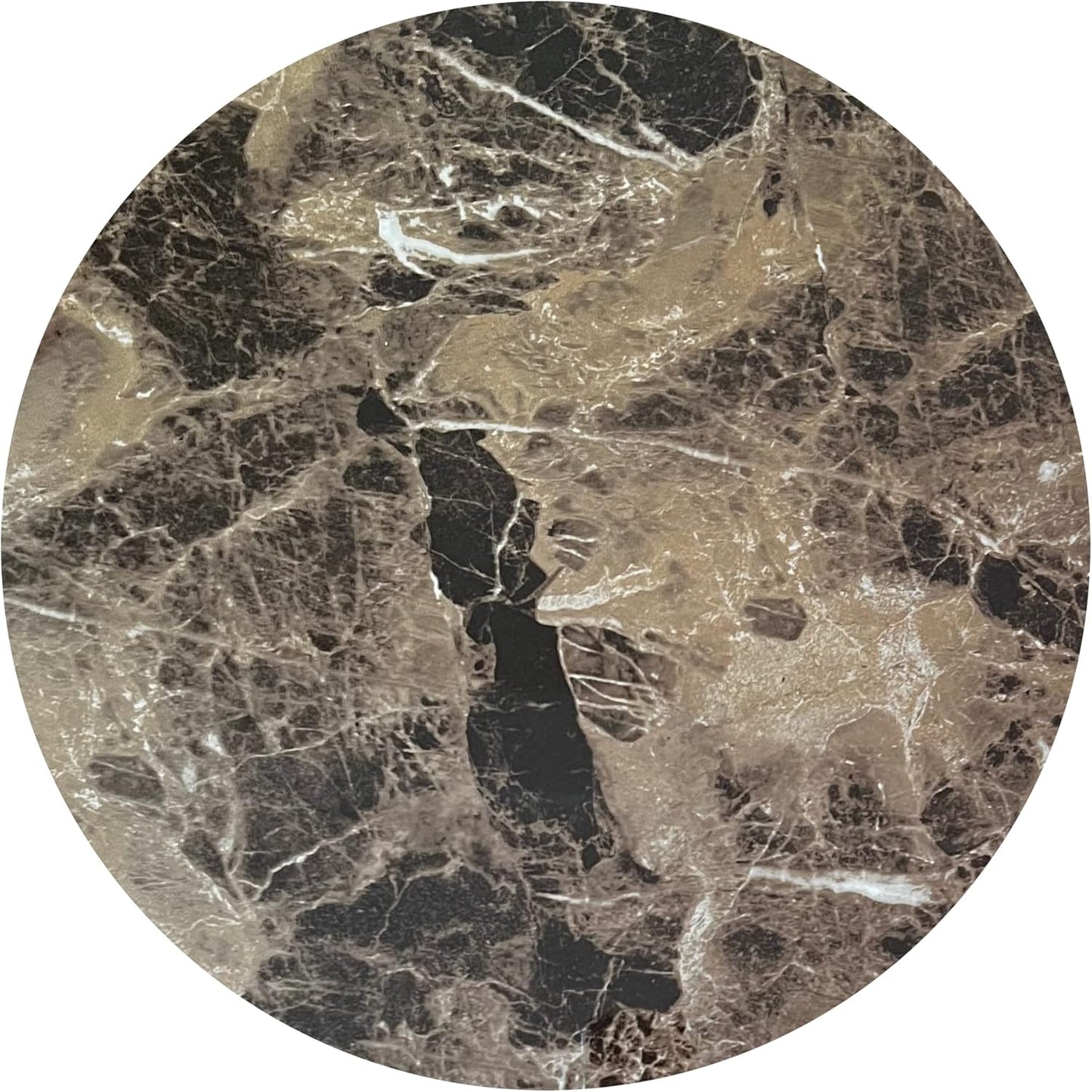 PAK HOME Set of 2 High Gloss Brown Marble Look End Tables Round Wood Sofa Side Coffee Tables for Small Spaces, Nightstand Bedside Table for Bedroom, Living Room, Office