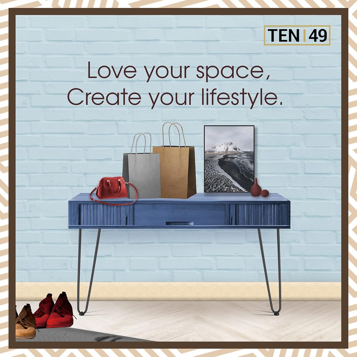 TEN49 Heavy Duty Hairpin Table Legs - 20 Inch Industrial Black Furniture Legs - Solid Rods Metal Legs for Table - Fit for Mid-Century Modern Desk, Bed End, Coffee Table Feet, TV Stand, Chair Legs