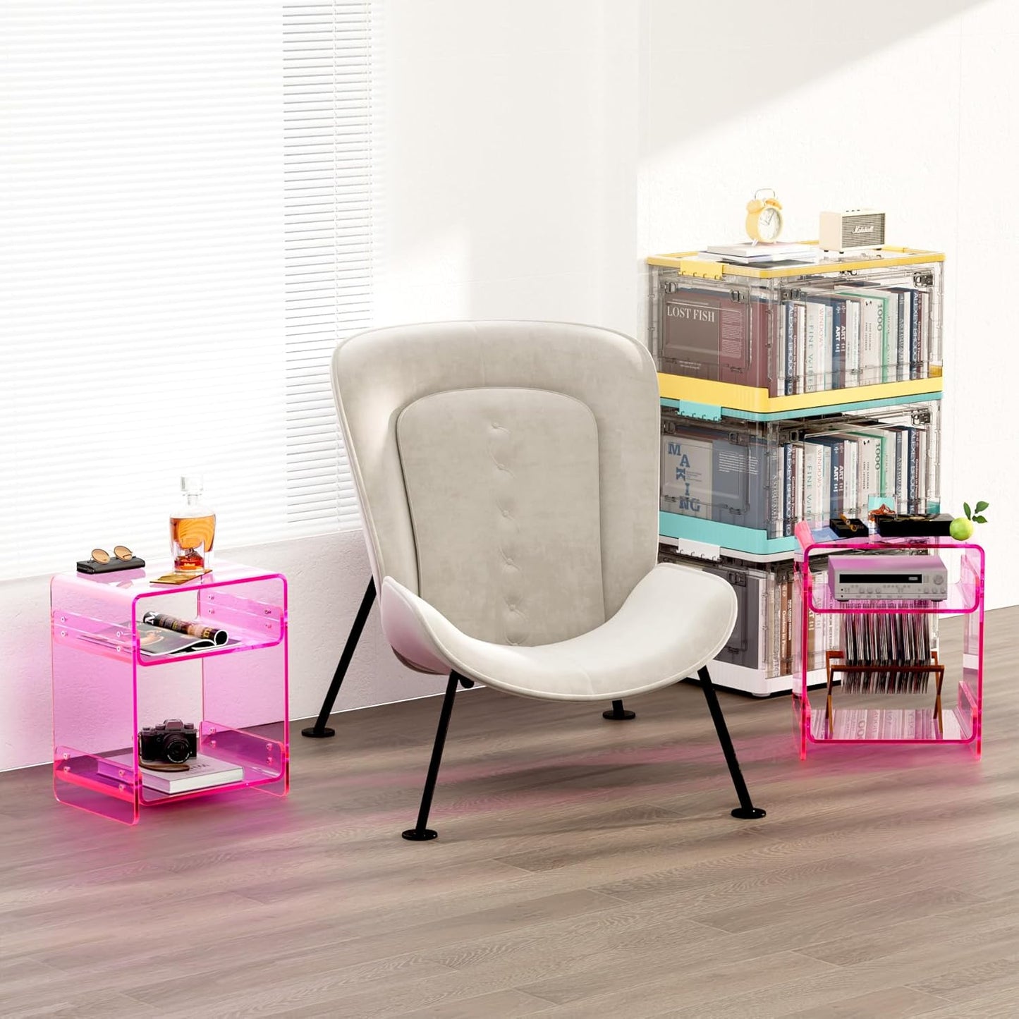 Clear Acrylic 3-Tier End Table/Nightstand – Sleek Bedside Storage with Durable Design, Perfect for Bedrooms, Living Rooms, or Modern Interiors – Ideal as a Bedside Table or Sofa Side Piece