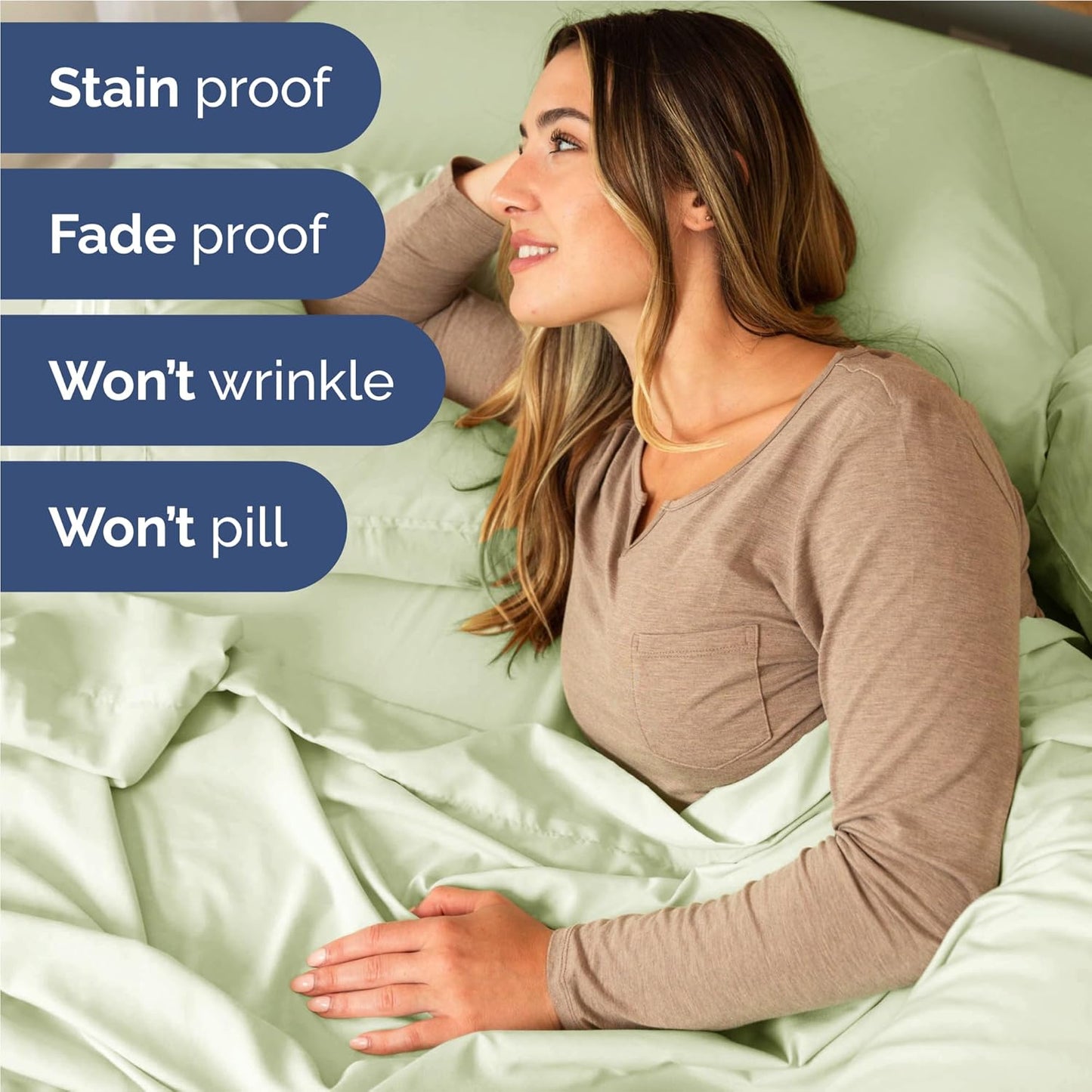 Twin XL Size 3 Piece Sheet Set - Comfy Breathable & Cooling Bed Sheets Set - Hotel Luxury Bedding for Women, Men, Kids, Teens, Boys & Girls - Deep Pockets & Wrinkle Free - Oeko-Tex - Light Sage Green