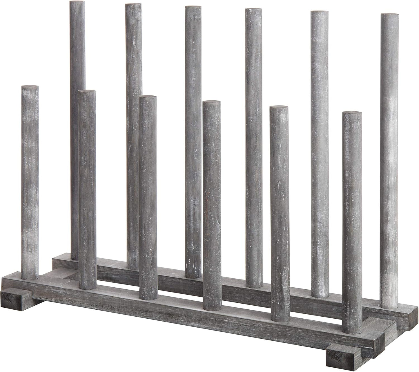 MyGift Coastal Graywashed Solid Wood Floor Standing Boot Holder Rack, Wooden Entryway Shoe Storage Organizer Stand Holds 6 Pairs of Tall and Short Boots