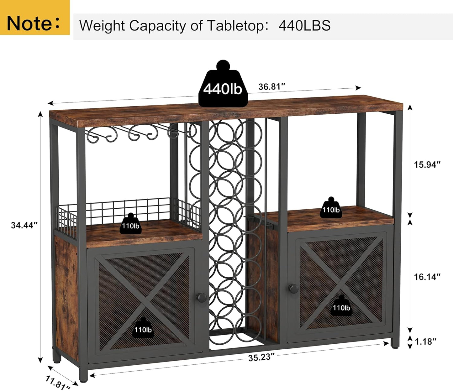 Homeiju Mini Bars for Home, Wooden Coffee Bar Cabinet, Modern Liquor Cabinet for Liquor and Glasses, Farmhouse Buffet Wine Cabinet with Storage Sideboard for Home Kitchen Dining Room