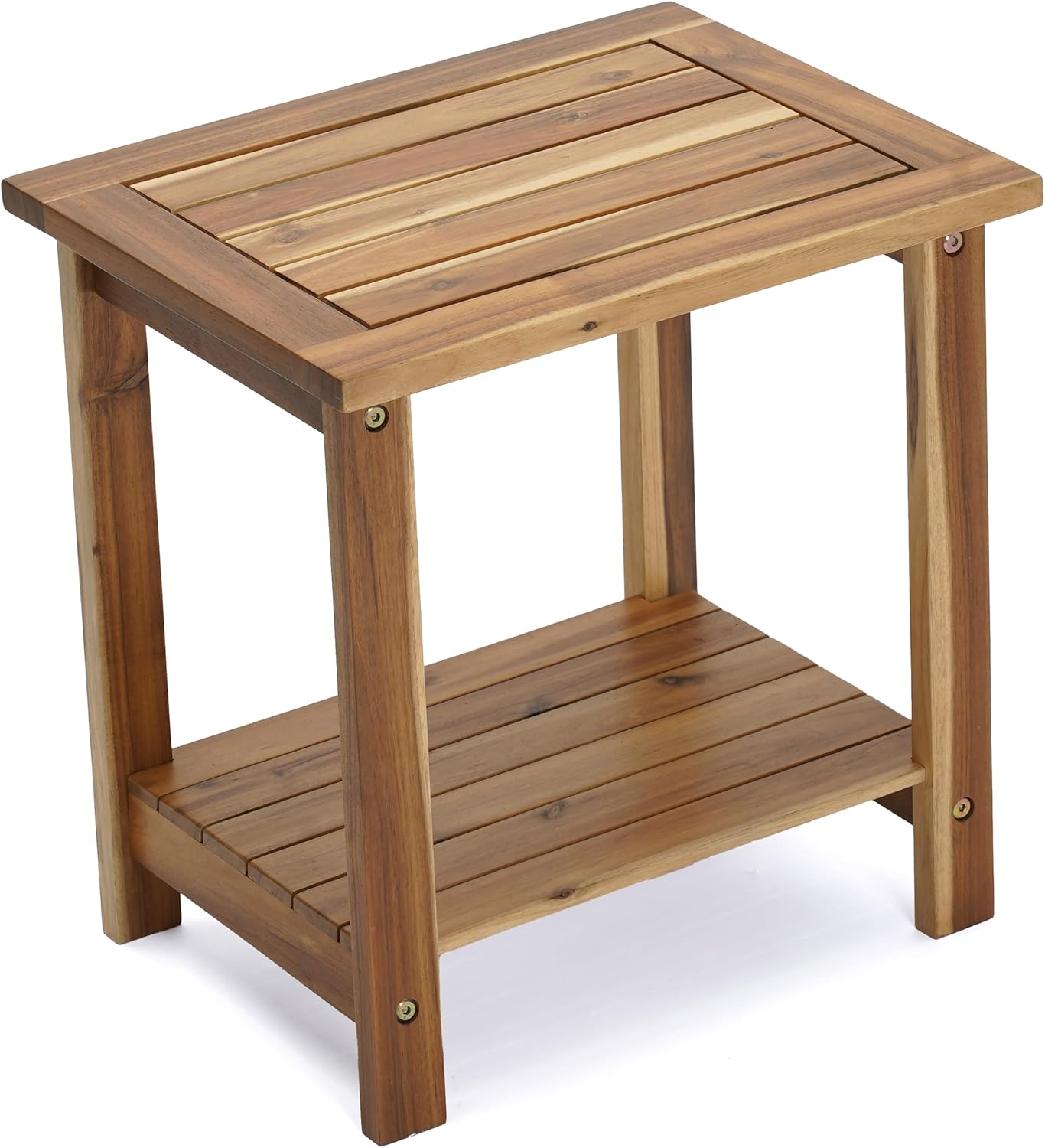 Adirondack Side Table – Weather-Resistant Rectangular End Table for Patio, Garden, Lawn, or Living Room | Indoor & Outdoor Wood Side Table, Rustic Style (Natural)