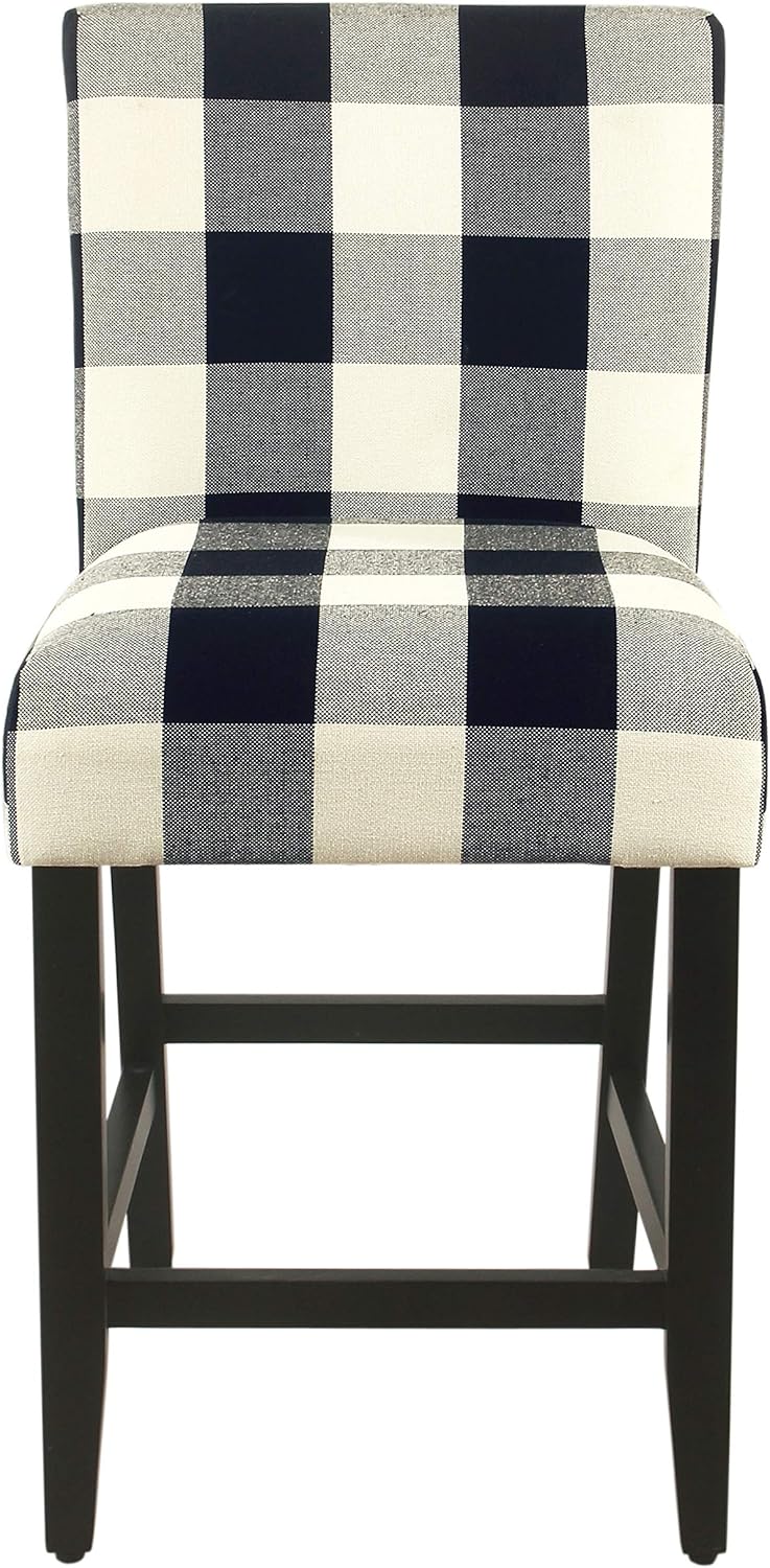 'HomePop by Kinfine Fabric Upholstered Counter Height Barstool - 24-inch, Black and Cream Geometric